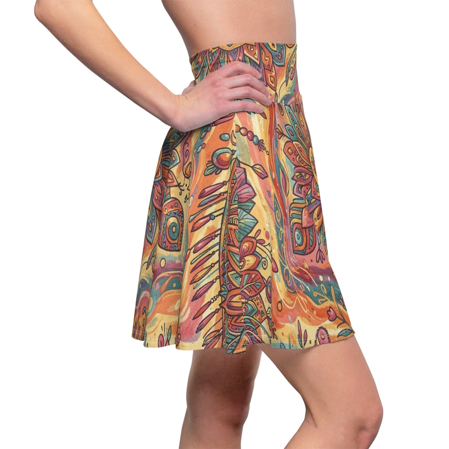 Colorful Boho Pattern Women's Skater Skirt | AOP