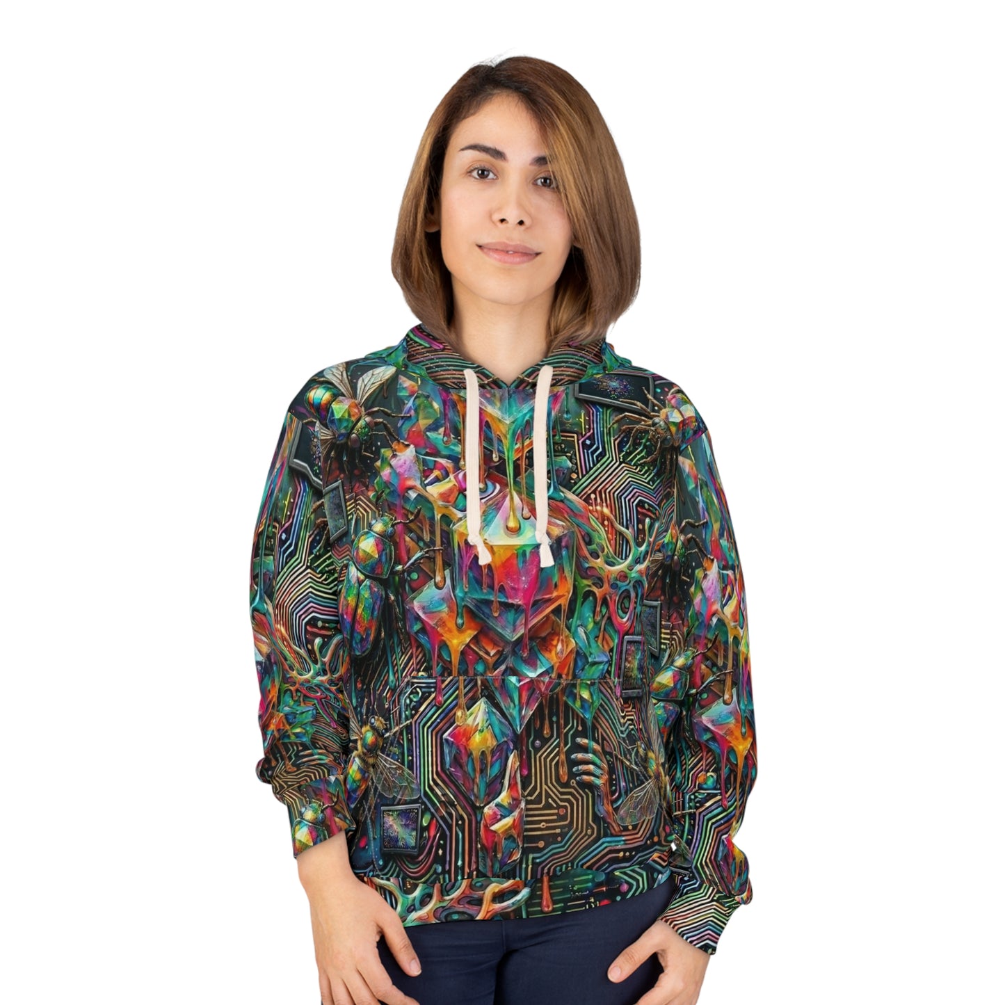 Cyber-Psychedelic Maximalist Pullover Hoodie