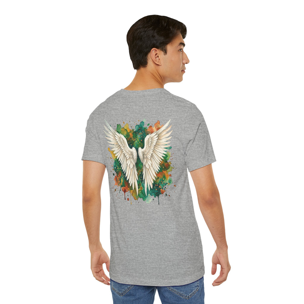 Angel Wings Watercolor Tee — Halo Front & Wing Back