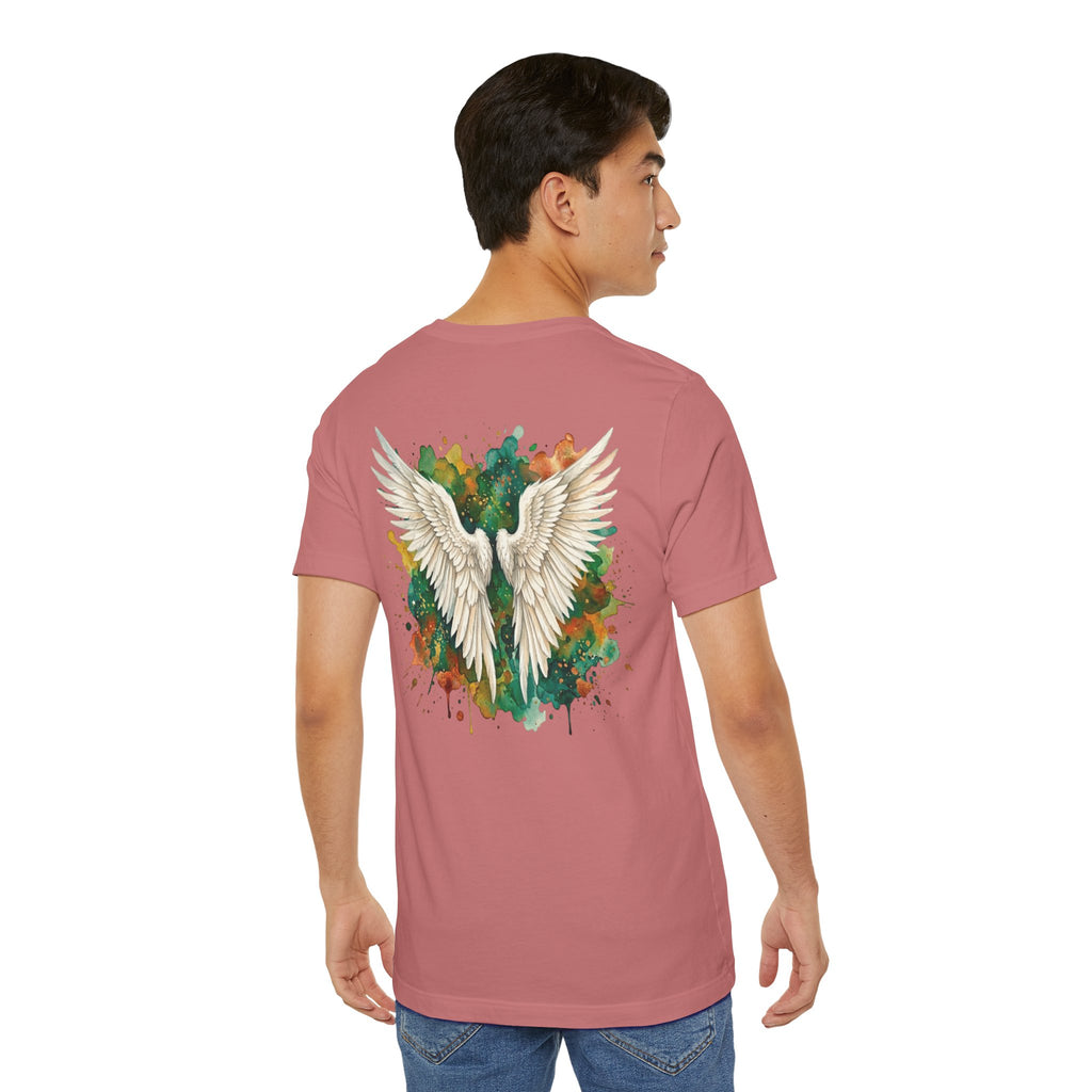 Angel Wings Watercolor Tee — Halo Front & Wing Back