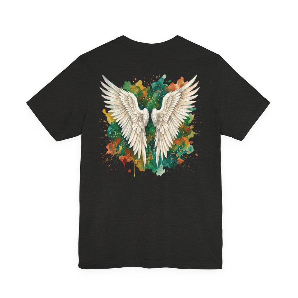 Angel Wings Watercolor Tee — Halo Front & Wing Back