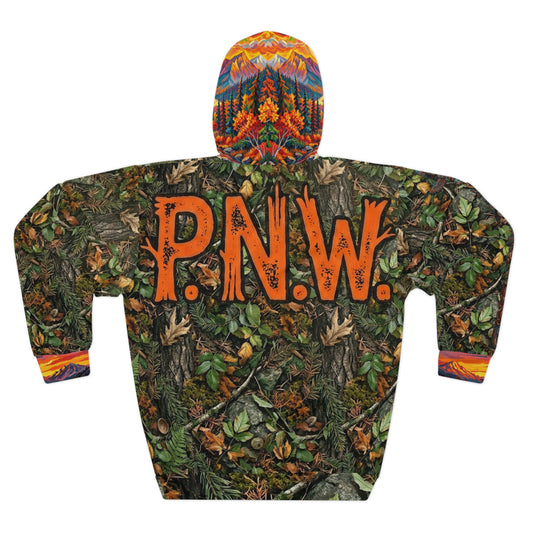 Hunt Safe Camo Hoodie — Blaze Orange Mountain Conversion Pullover