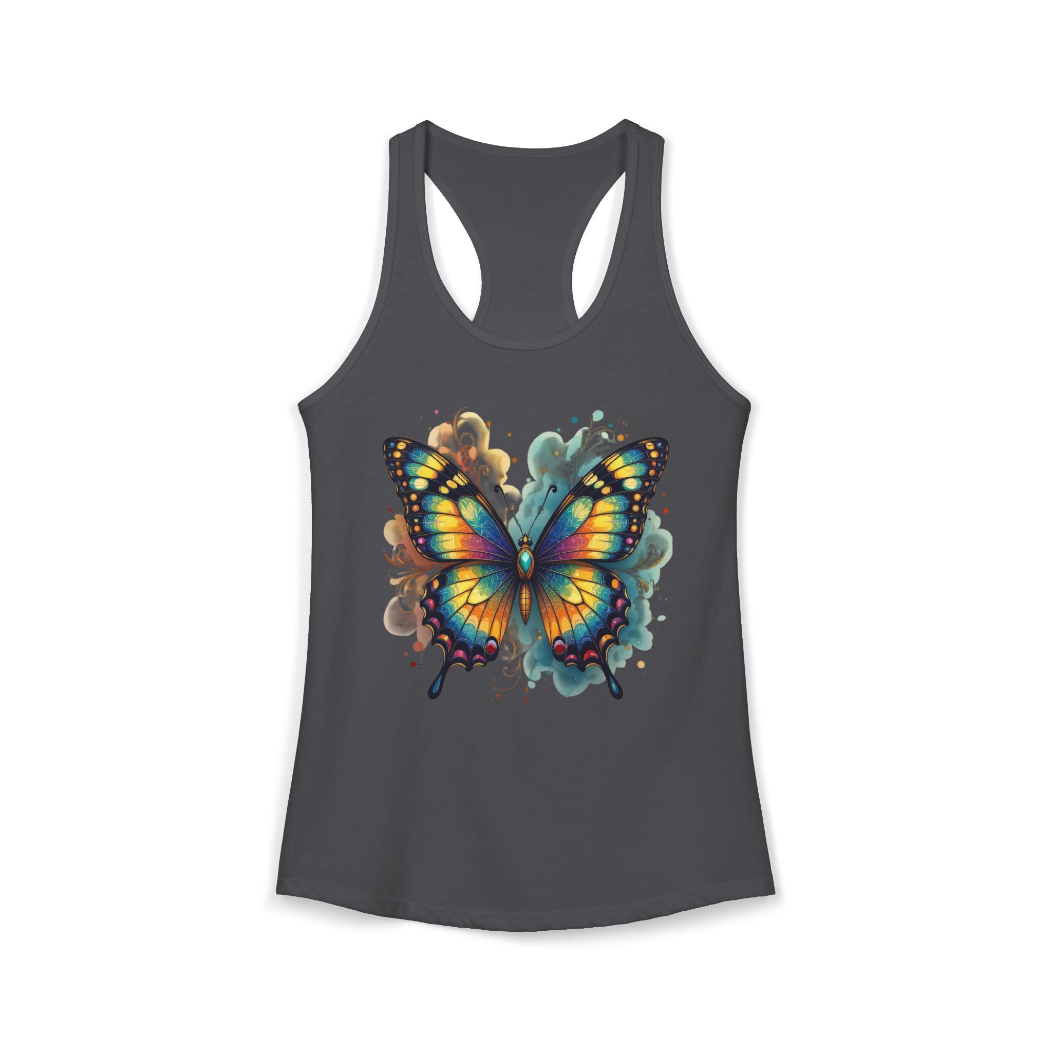 Watercolor Butterfly Racerback Tank | Vibrant Summer Butterfly Splash
