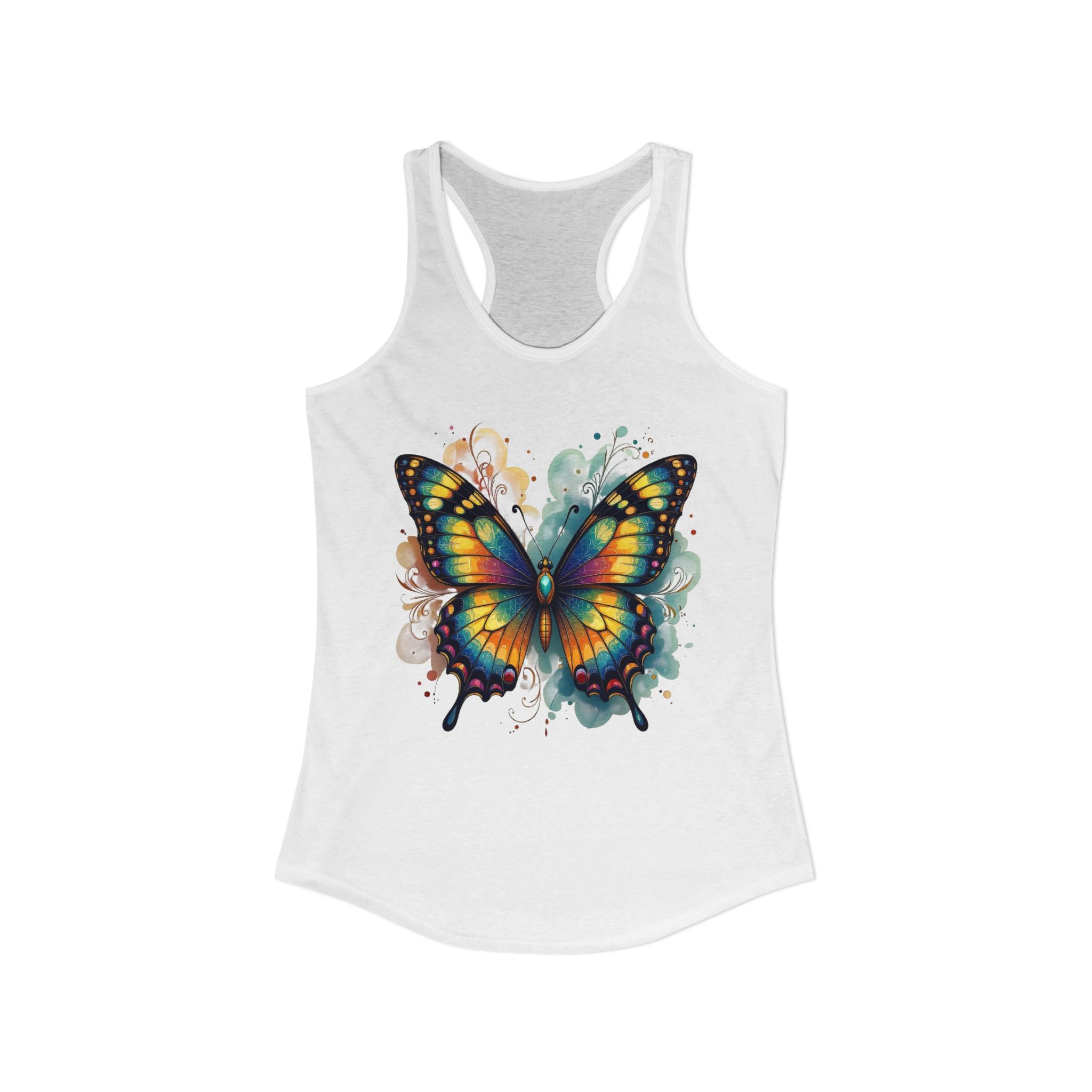 Watercolor Butterfly Racerback Tank | Vibrant Summer Butterfly Splash