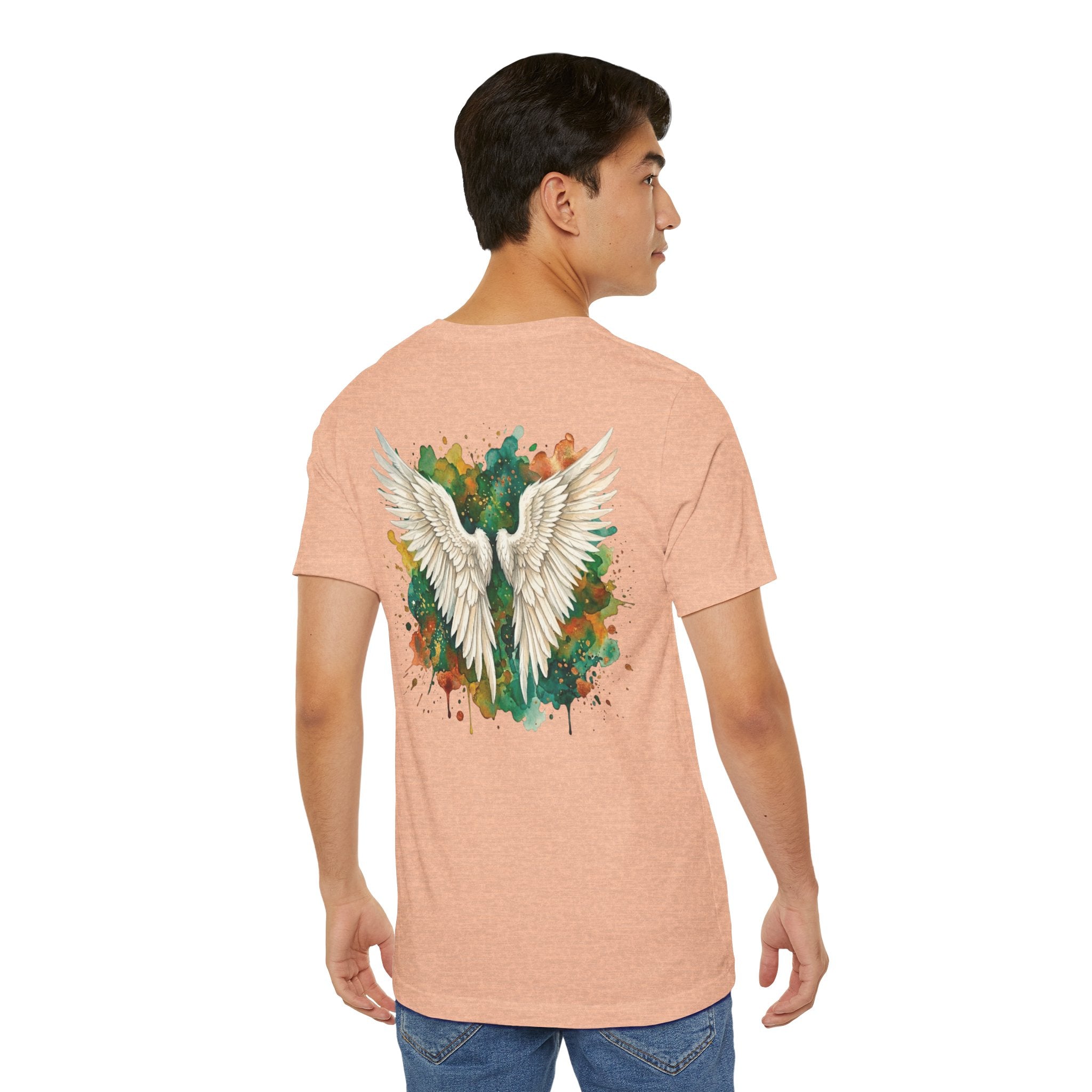 Angel Wings Watercolor Tee — Halo Front & Wing Back
