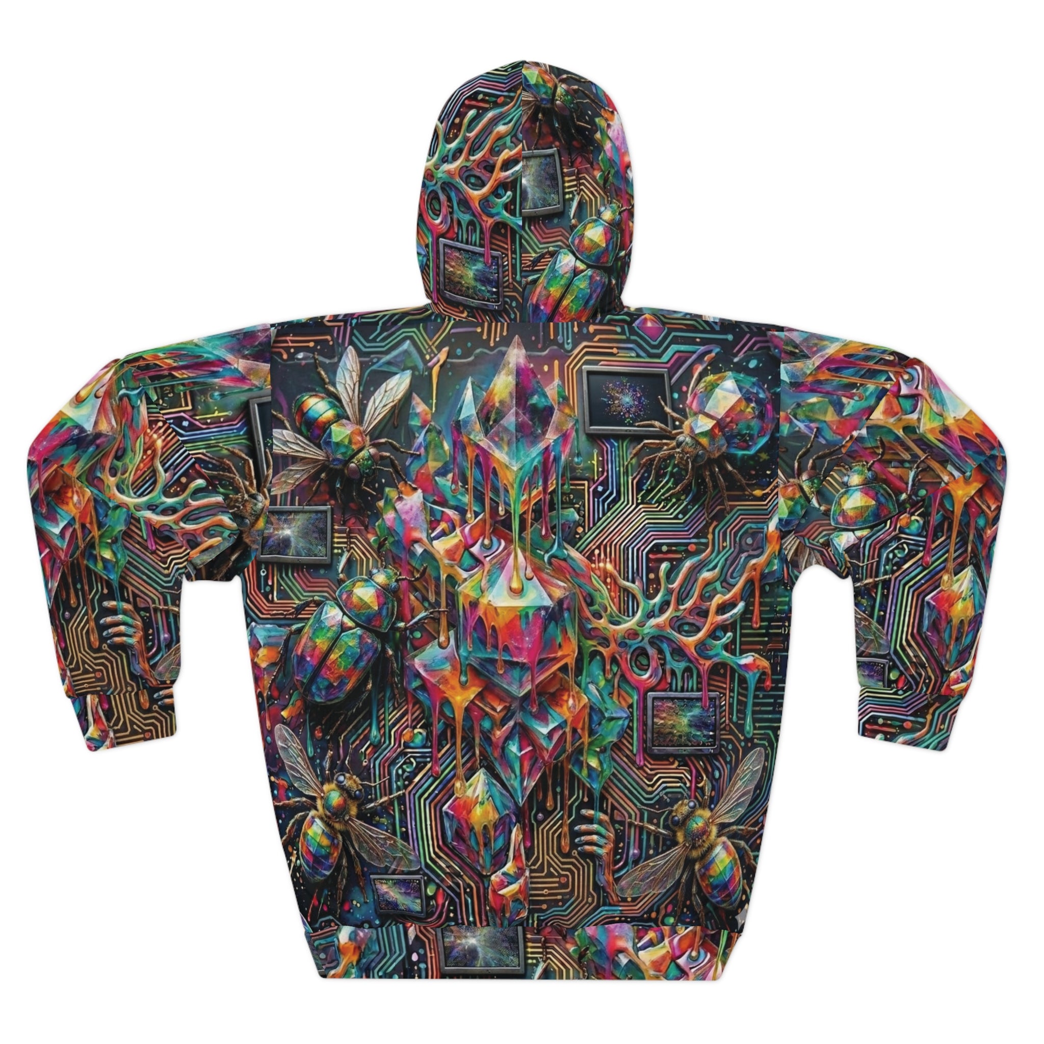 Cyber-Psychedelic Maximalist Pullover Hoodie