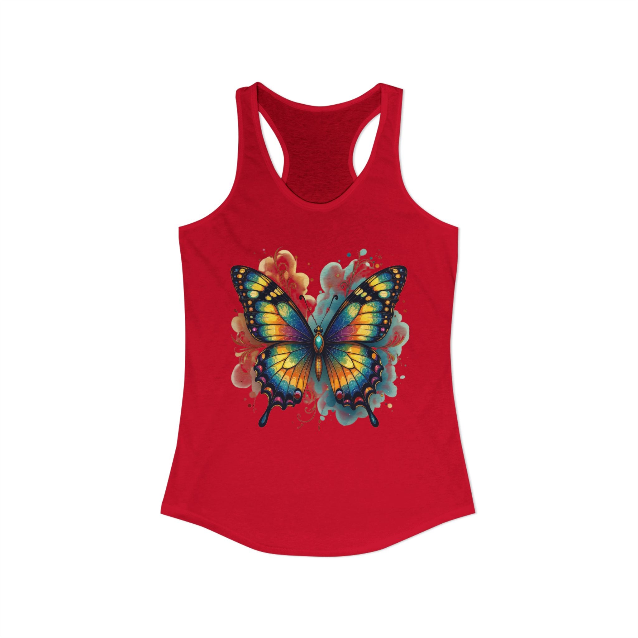 Watercolor Butterfly Racerback Tank | Vibrant Summer Butterfly Splash