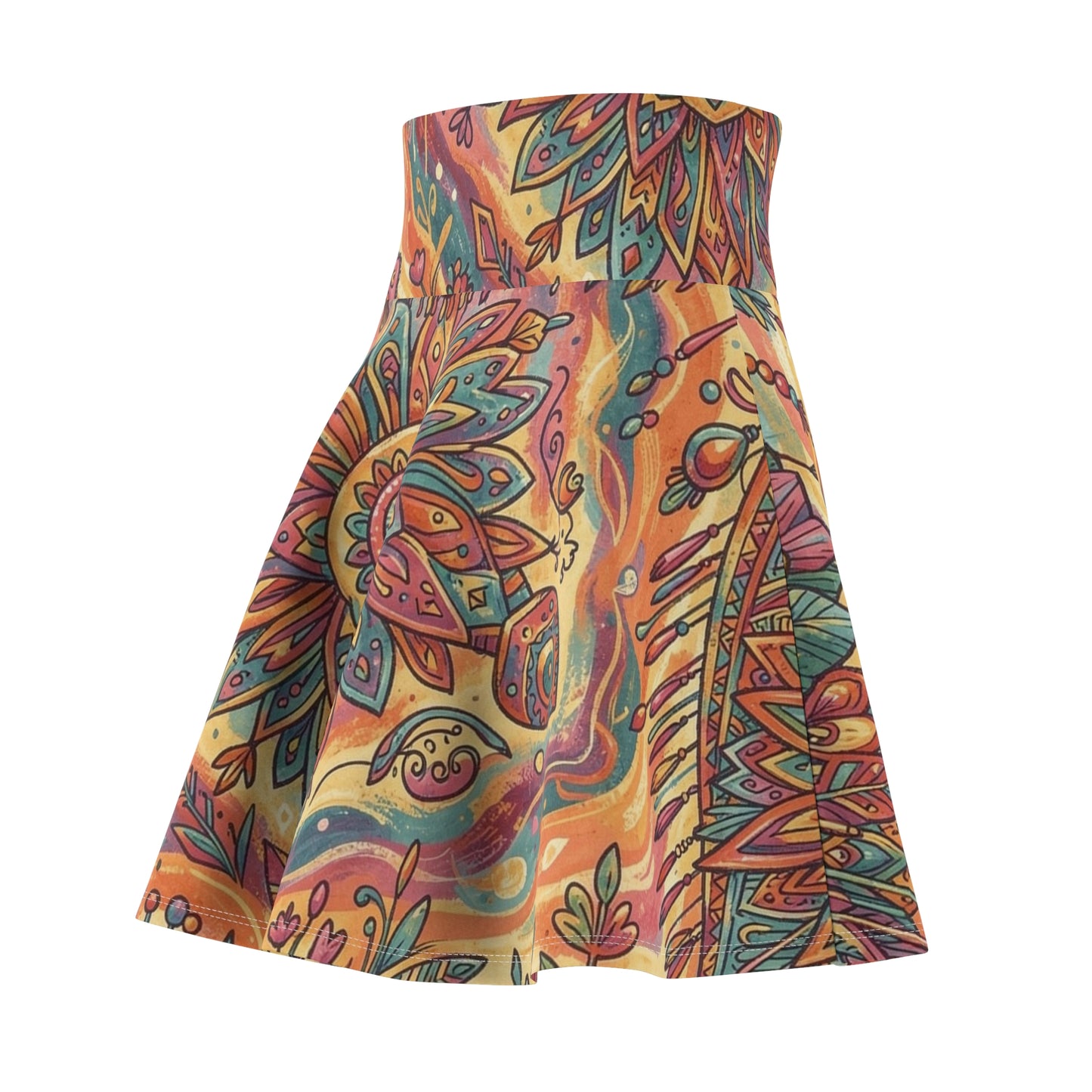 Colorful Boho Pattern Women's Skater Skirt | AOP