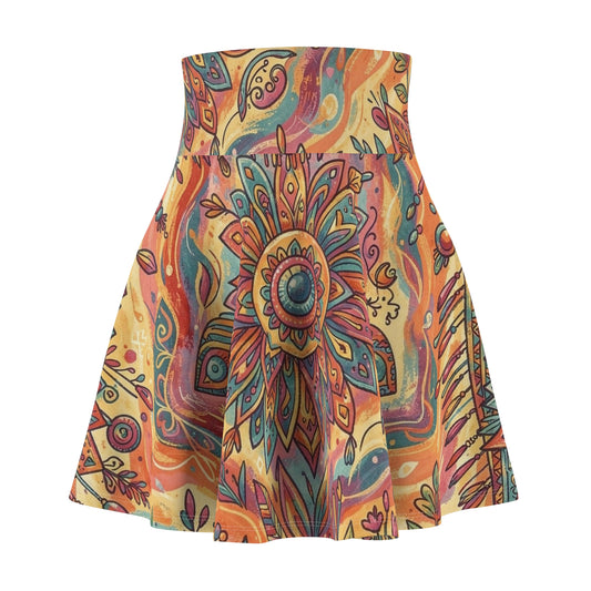 Colorful Boho Pattern Women's Skater Skirt | AOP