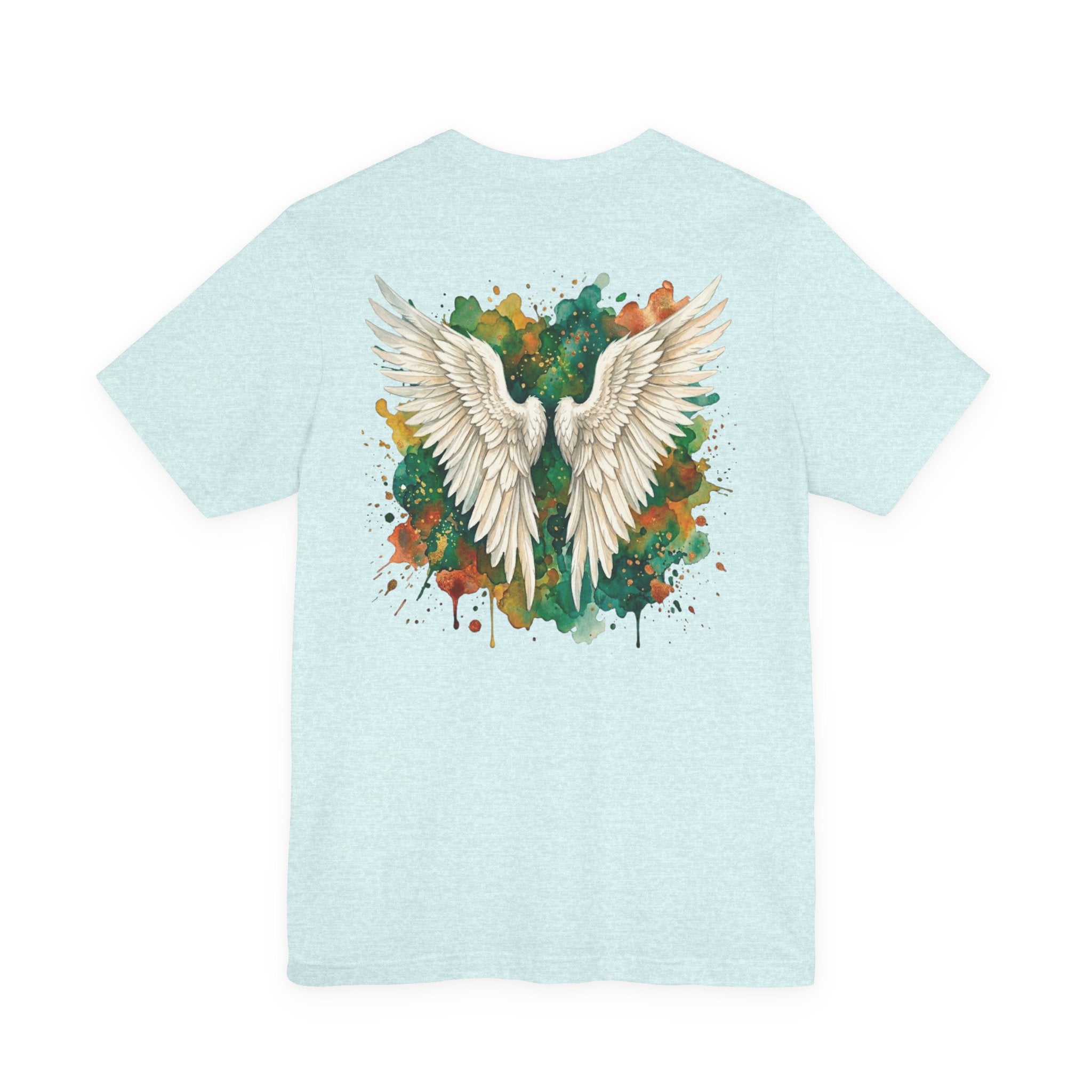 Angel Wings Watercolor Tee — Halo Front & Wing Back