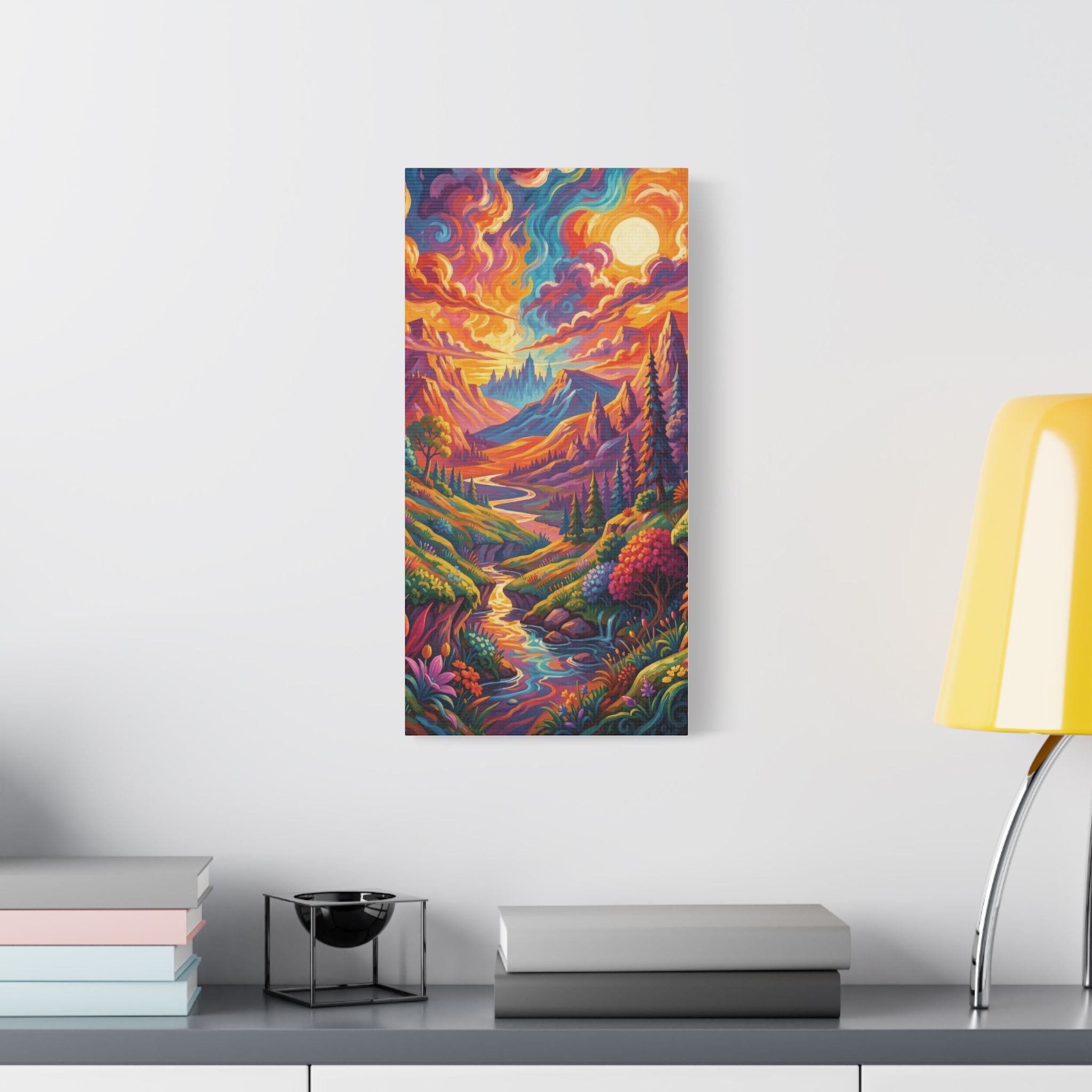 Surreal Abstract Colorful Landscape Satin Canvas (Stretched)