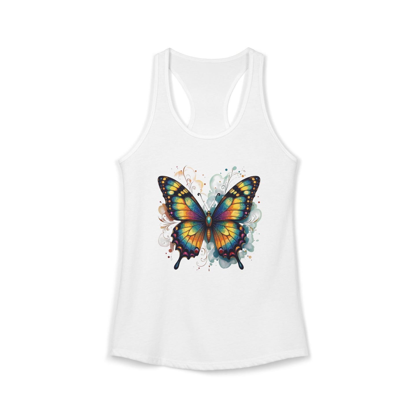 Watercolor Butterfly Racerback Tank | Vibrant Summer Butterfly Splash