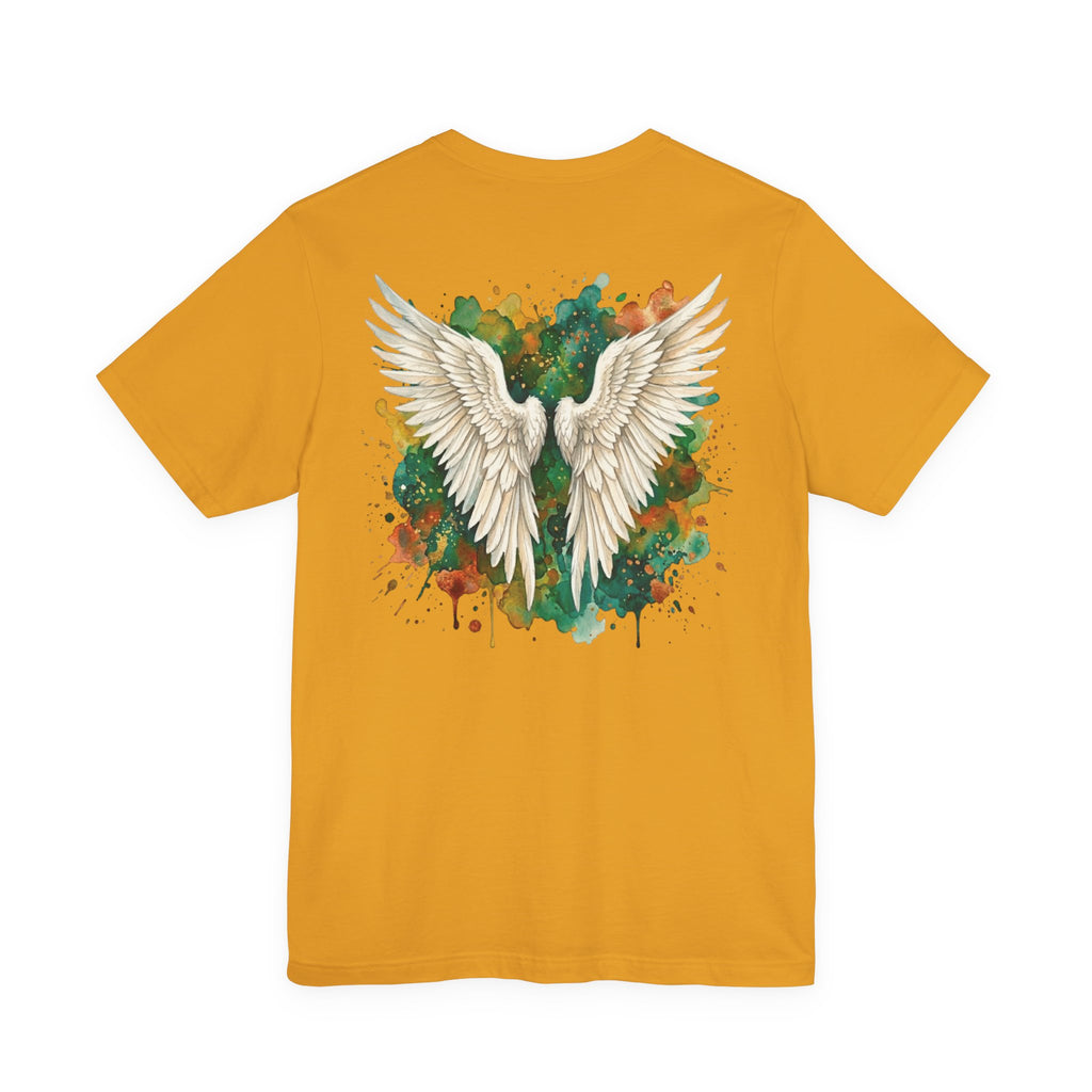 Angel Wings Watercolor Tee — Halo Front & Wing Back