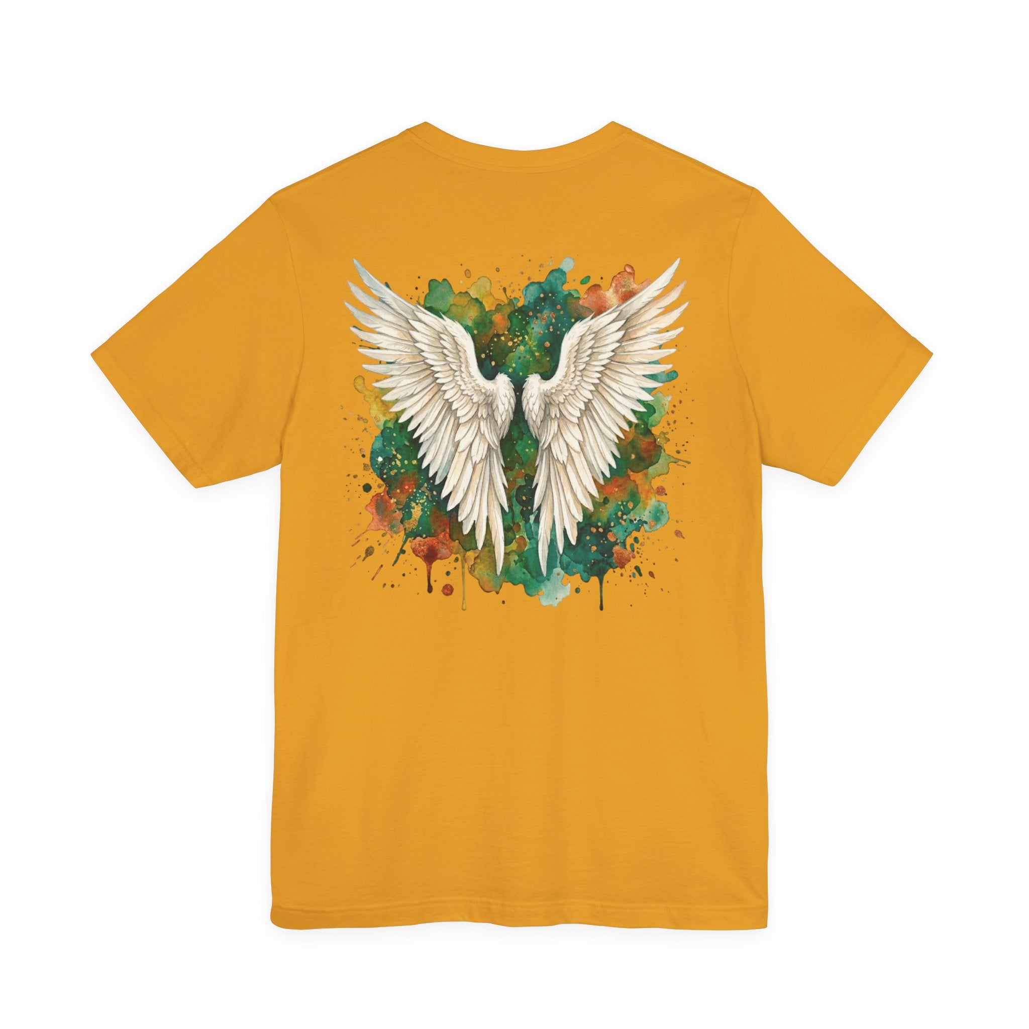 Angel Wings Watercolor Tee — Halo Front & Wing Back
