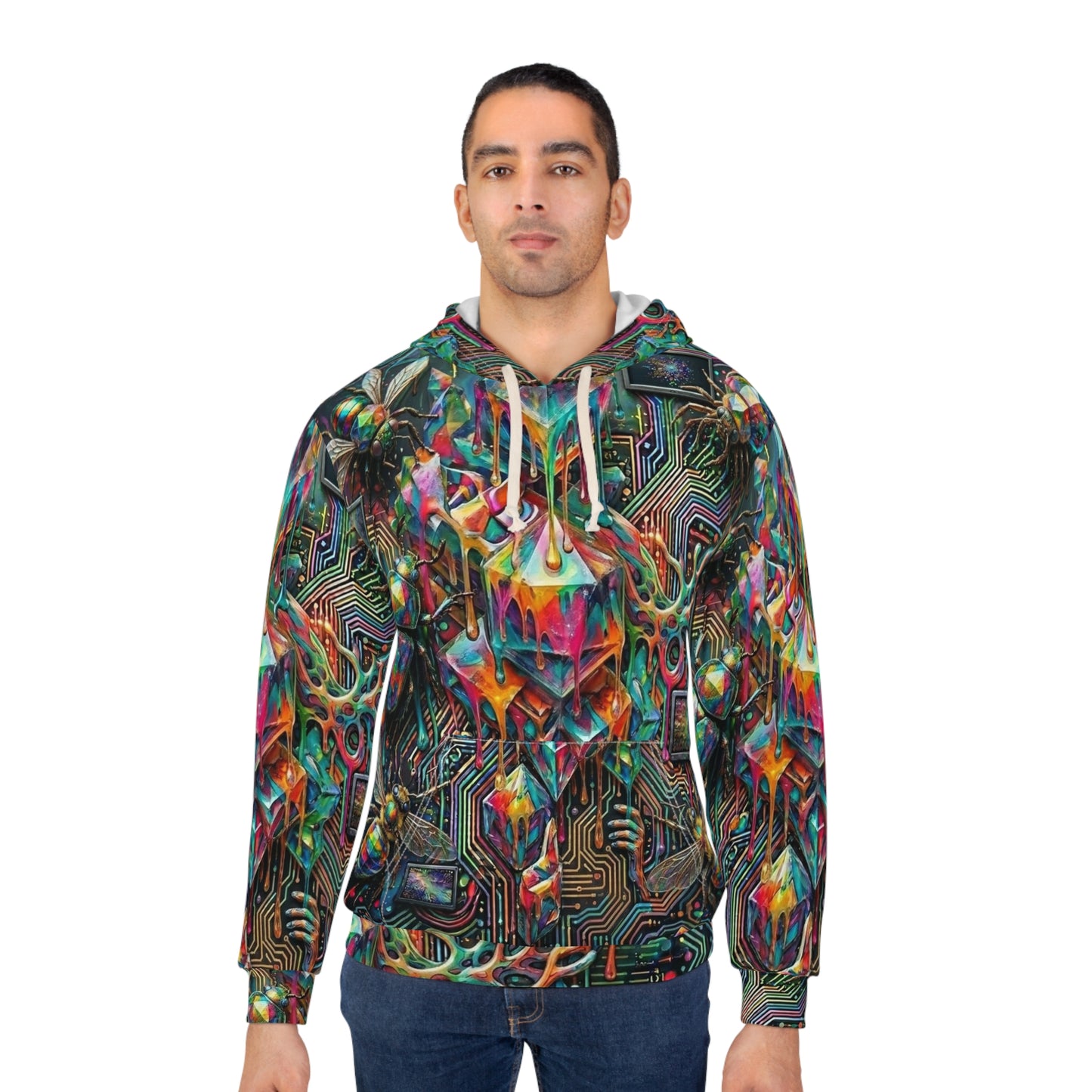 Cyber-Psychedelic Maximalist Pullover Hoodie