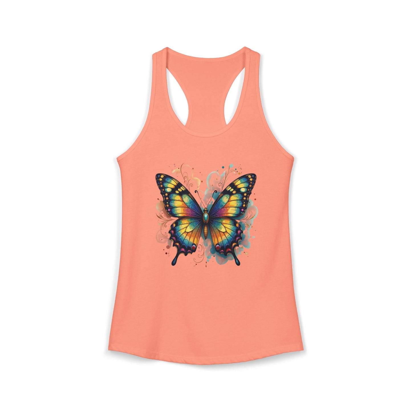 Watercolor Butterfly Racerback Tank | Vibrant Summer Butterfly Splash