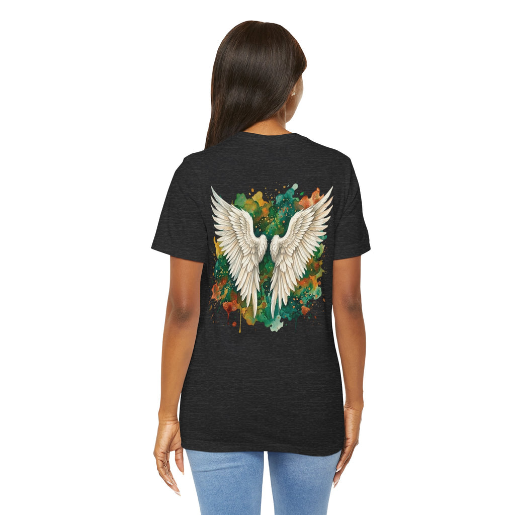 Angel Wings Watercolor Tee — Halo Front & Wing Back