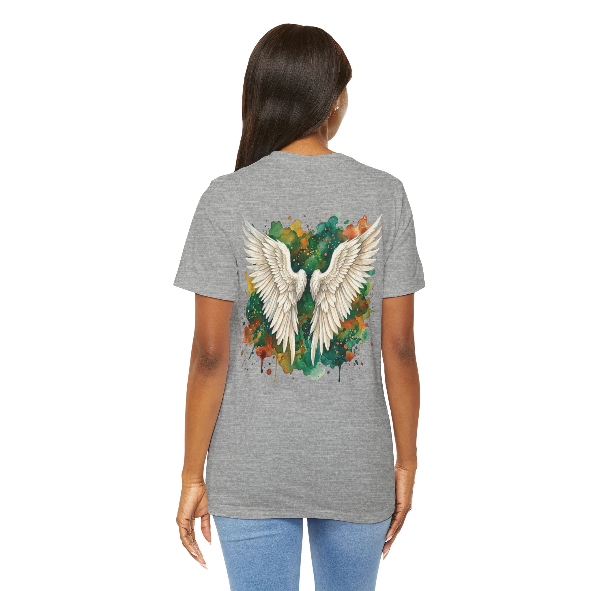 Angel Wings Watercolor Tee — Halo Front & Wing Back