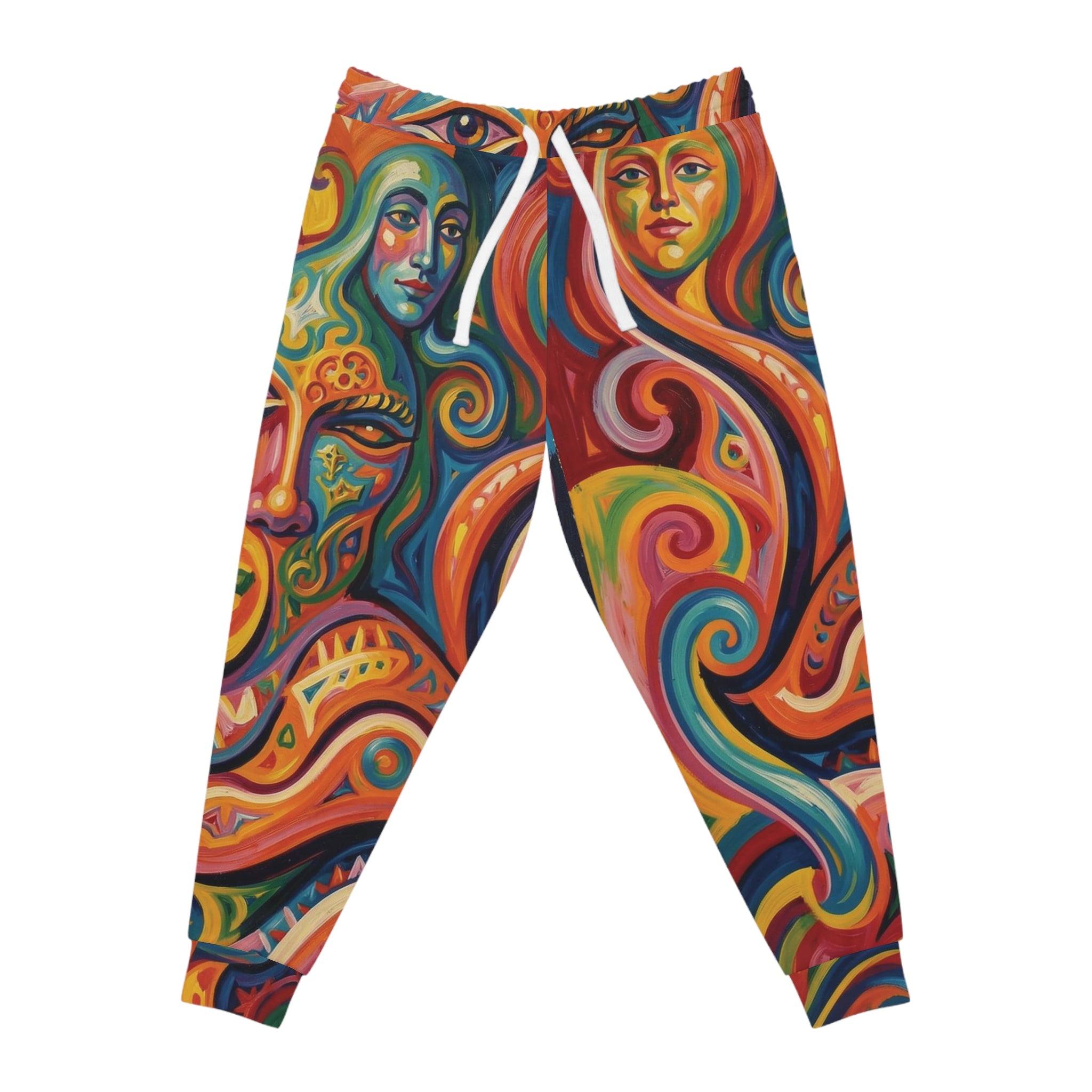 Raphael Three Graces Athletic Joggers — Colorful Modern Swirl, Cozy Stretchy All-Over Print