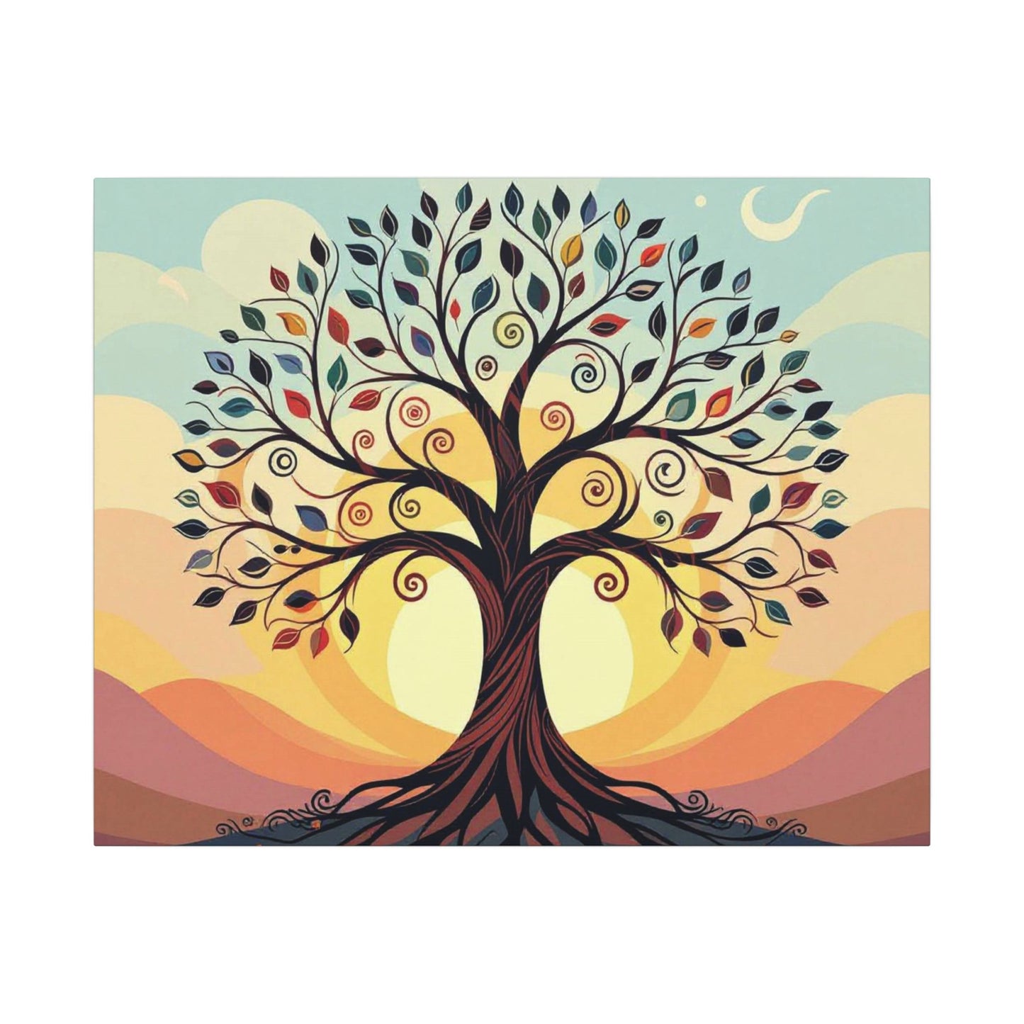 Boho Tree of Life Matte Canvas Print — Vibrant Stretched Wall Art