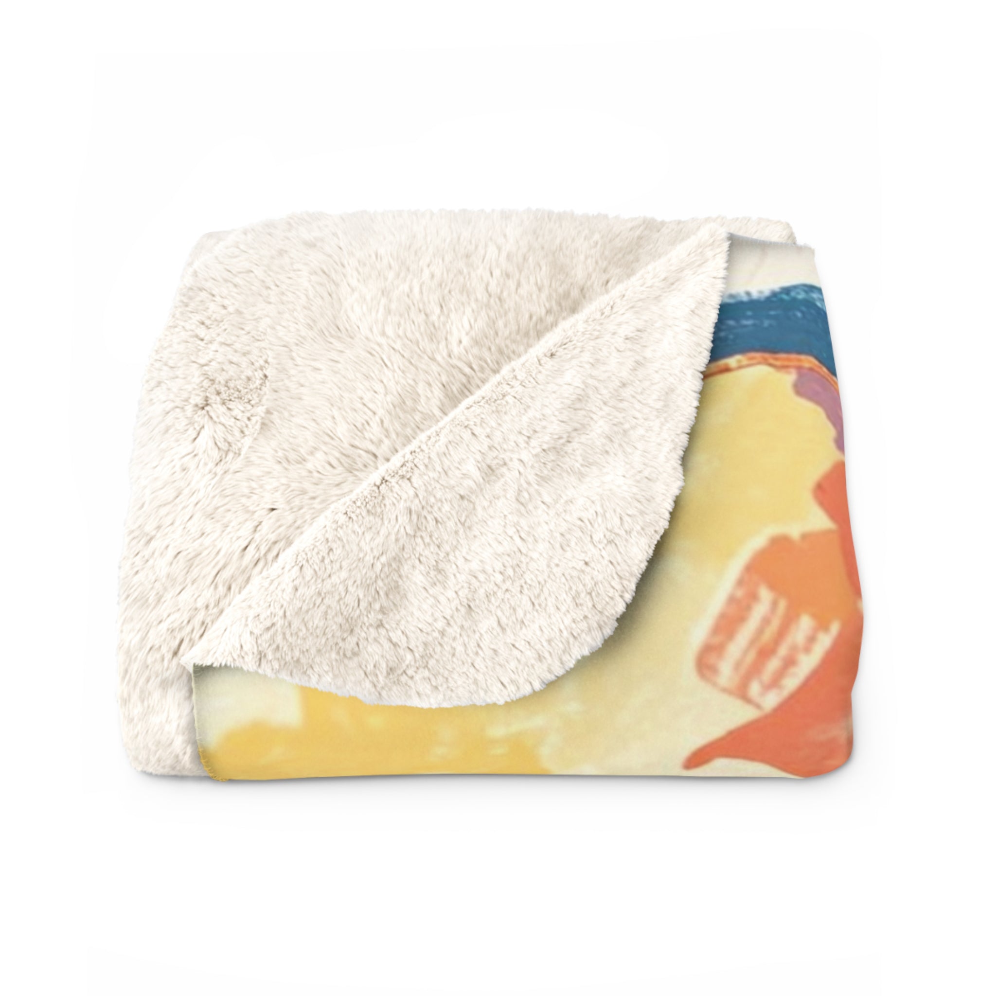 Colorful Lighthouse Sherpa Fleece Blanket — Cozy Nautical Throw