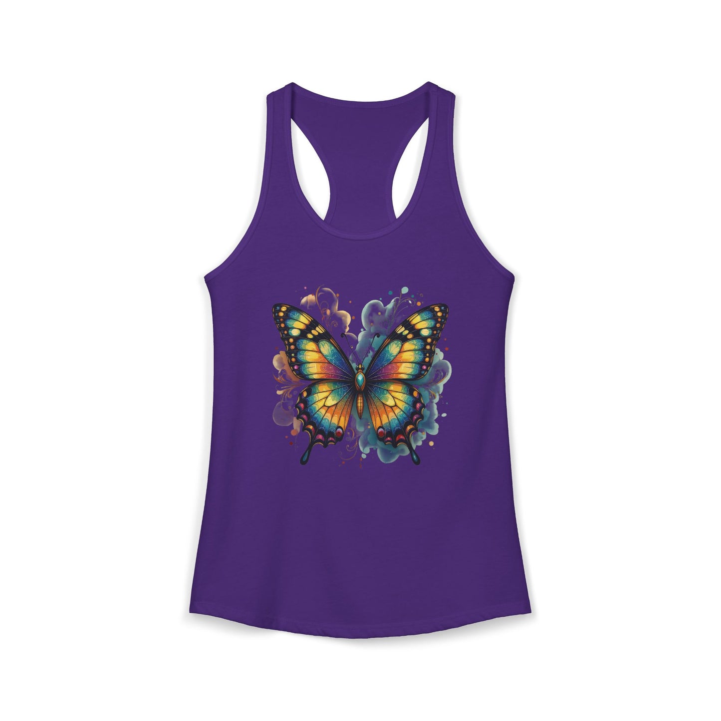 Watercolor Butterfly Racerback Tank | Vibrant Summer Butterfly Splash