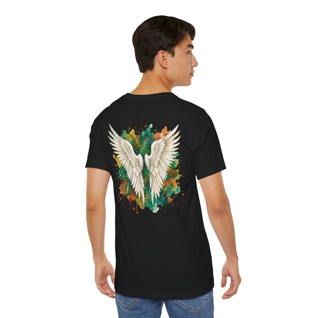 Angel Wings Watercolor Tee — Halo Front & Wing Back