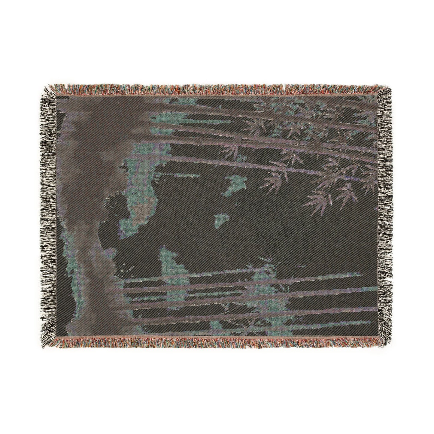 Bamboo Forest Woven Blanket | Nature Landscape Throw, Neutral Green