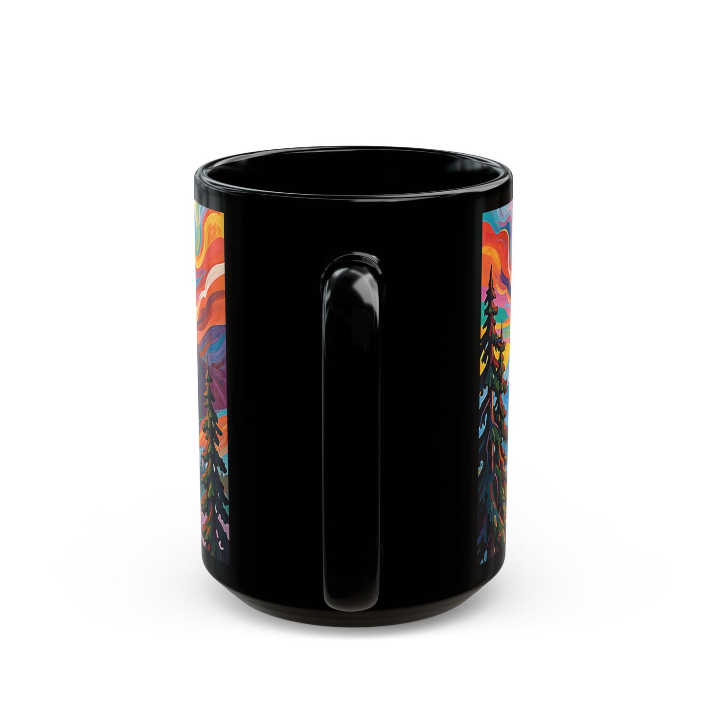 Pacific Northwest Abstract Mountain Scenery Mug | Bold PNW Art Ceramic Coffee