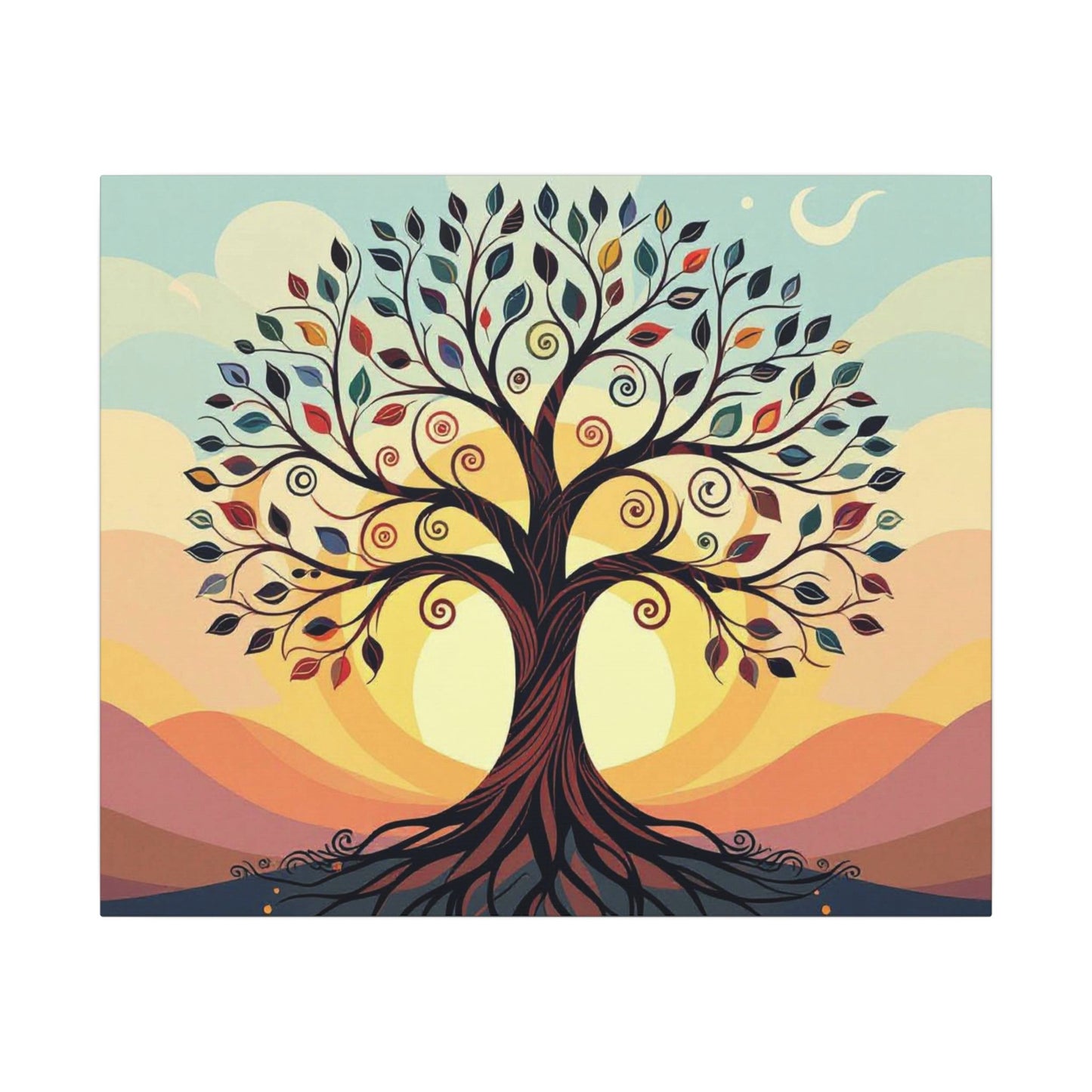 Boho Tree of Life Matte Canvas Print — Vibrant Stretched Wall Art