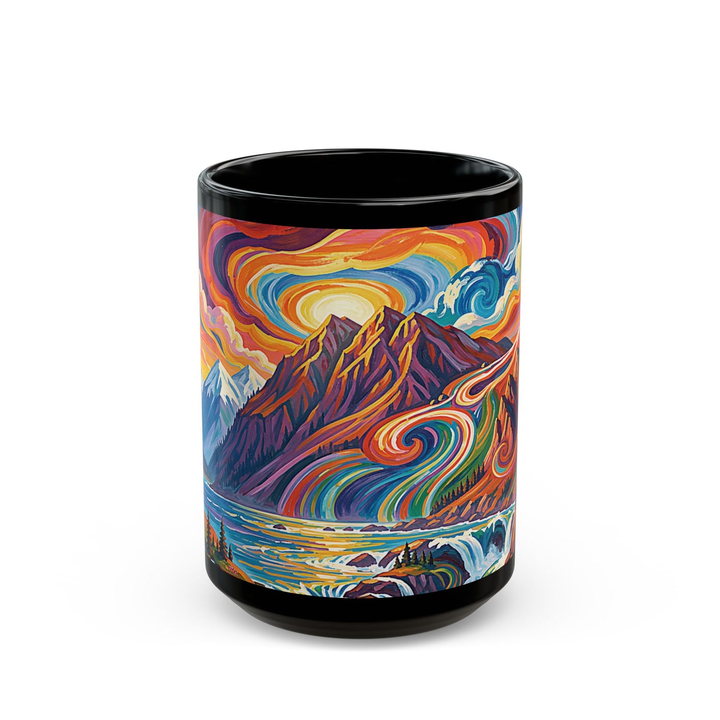 Pacific Northwest Abstract Mountain Scenery Mug | Bold PNW Art Ceramic Coffee