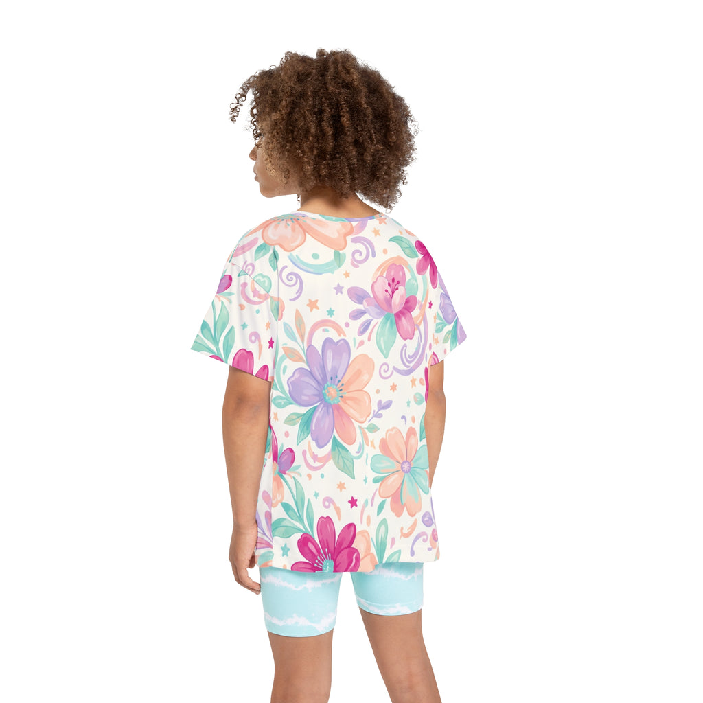 Kids Sports Jersey — Colorful Pastel Floral "Young Ladies" All-Over Print