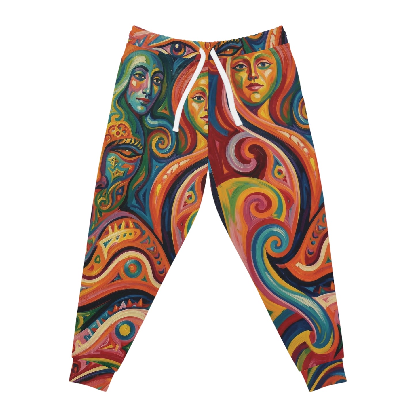 Raphael Three Graces Athletic Joggers — Colorful Modern Swirl, Cozy Stretchy All-Over Print