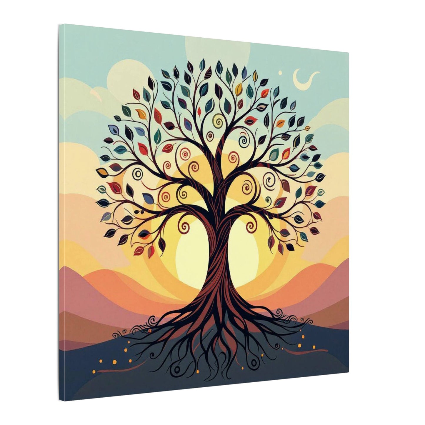 Boho Tree of Life Matte Canvas Print — Vibrant Stretched Wall Art