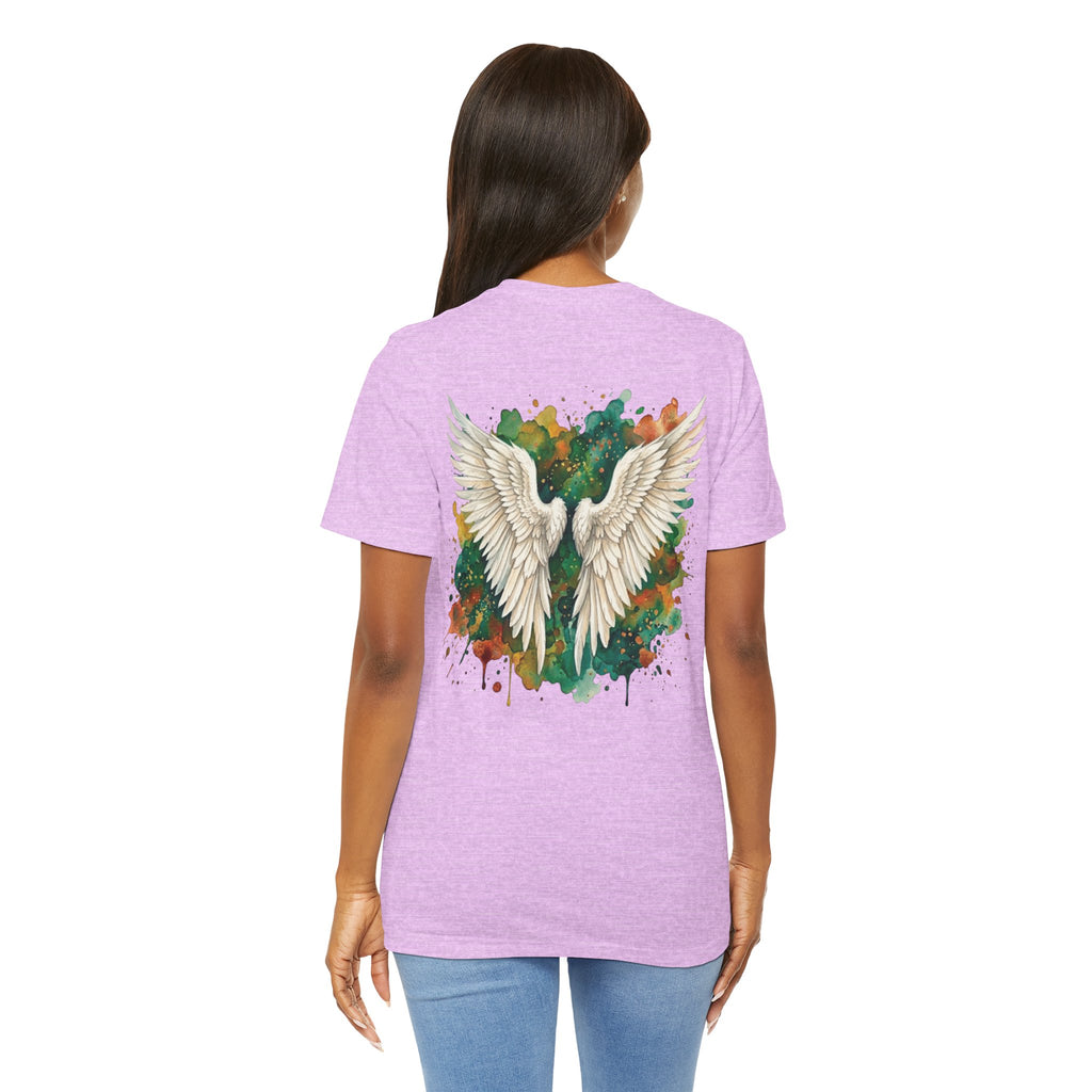 Angel Wings Watercolor Tee — Halo Front & Wing Back