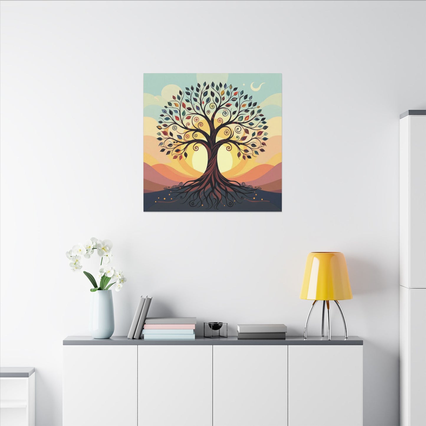 Boho Tree of Life Matte Canvas Print — Vibrant Stretched Wall Art