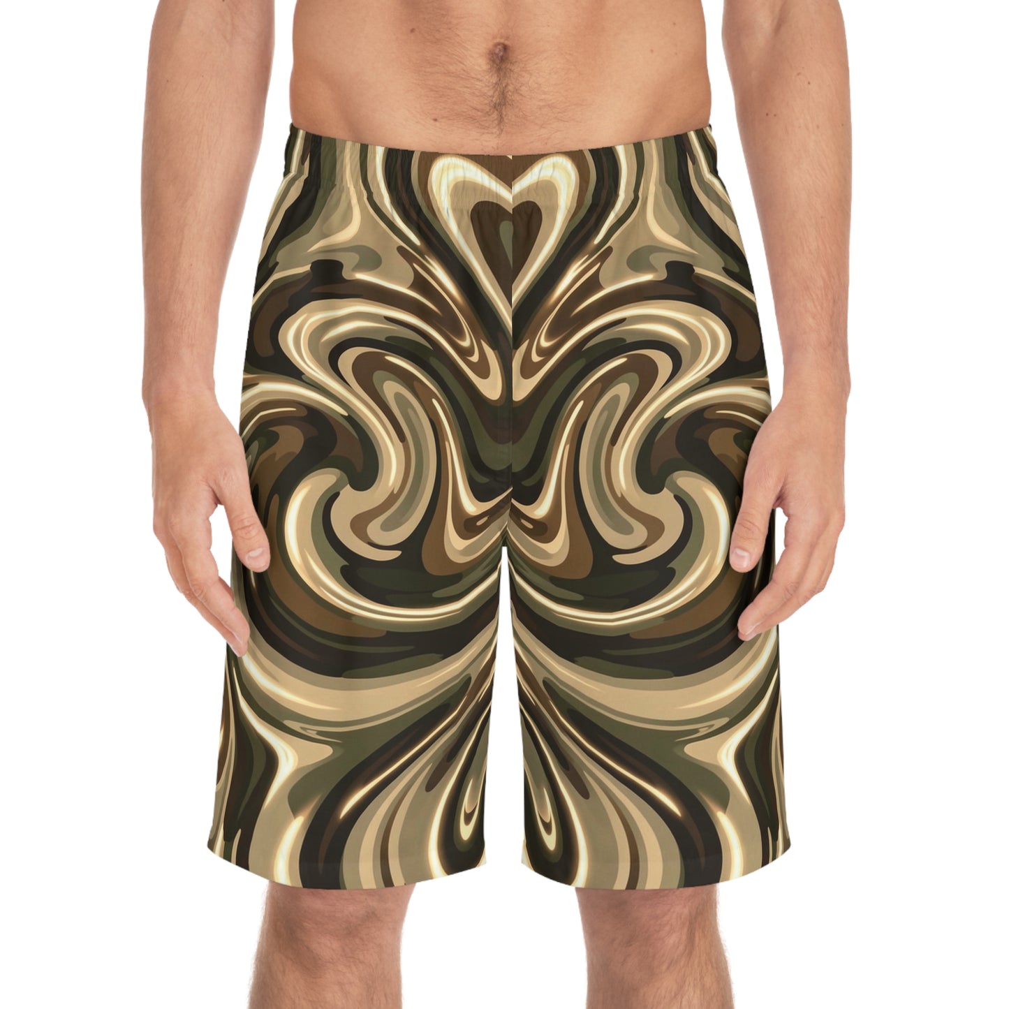 Men's Camouflage Board Shorts — Abstract Modern 'Hide Out on the Beach' Design