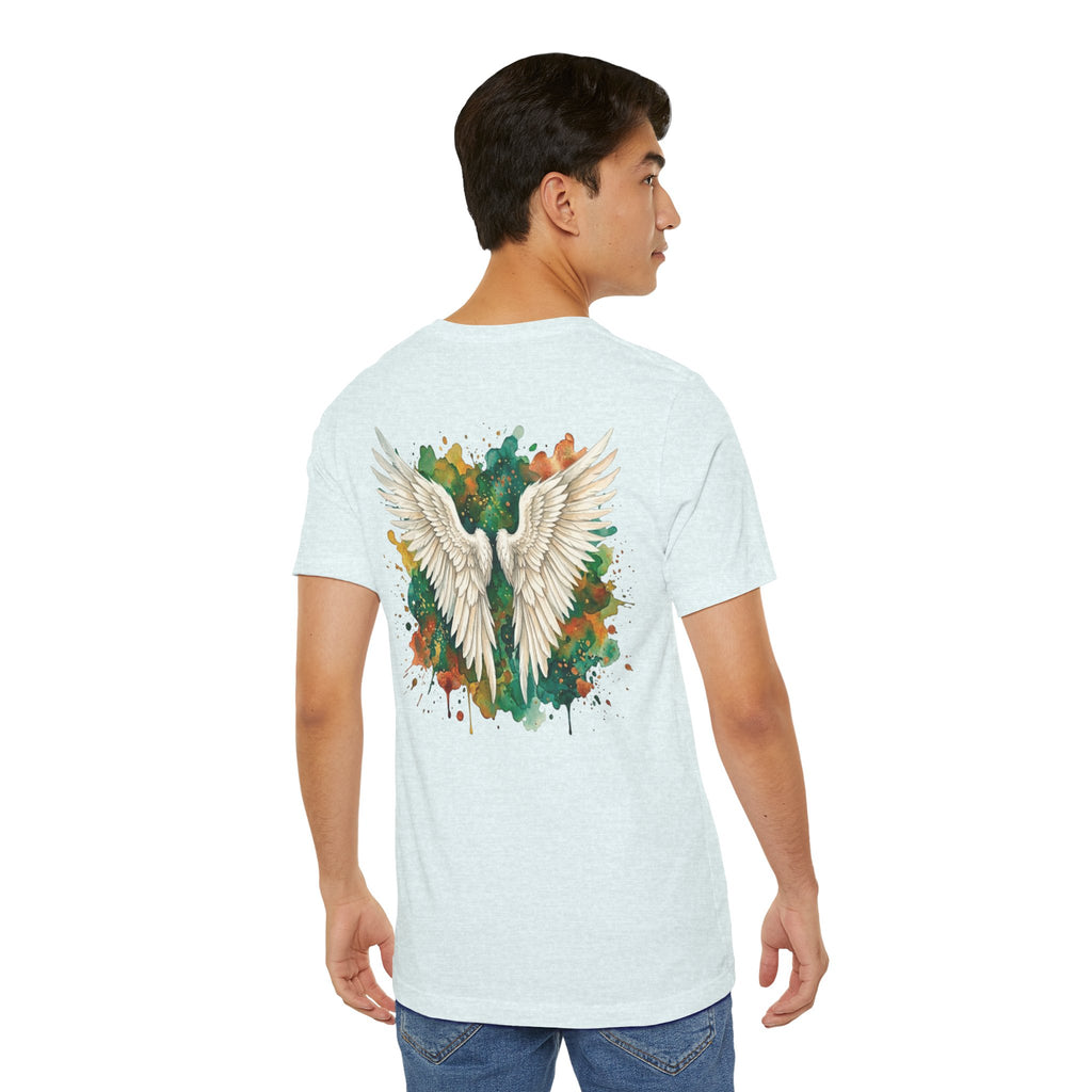 Angel Wings Watercolor Tee — Halo Front & Wing Back