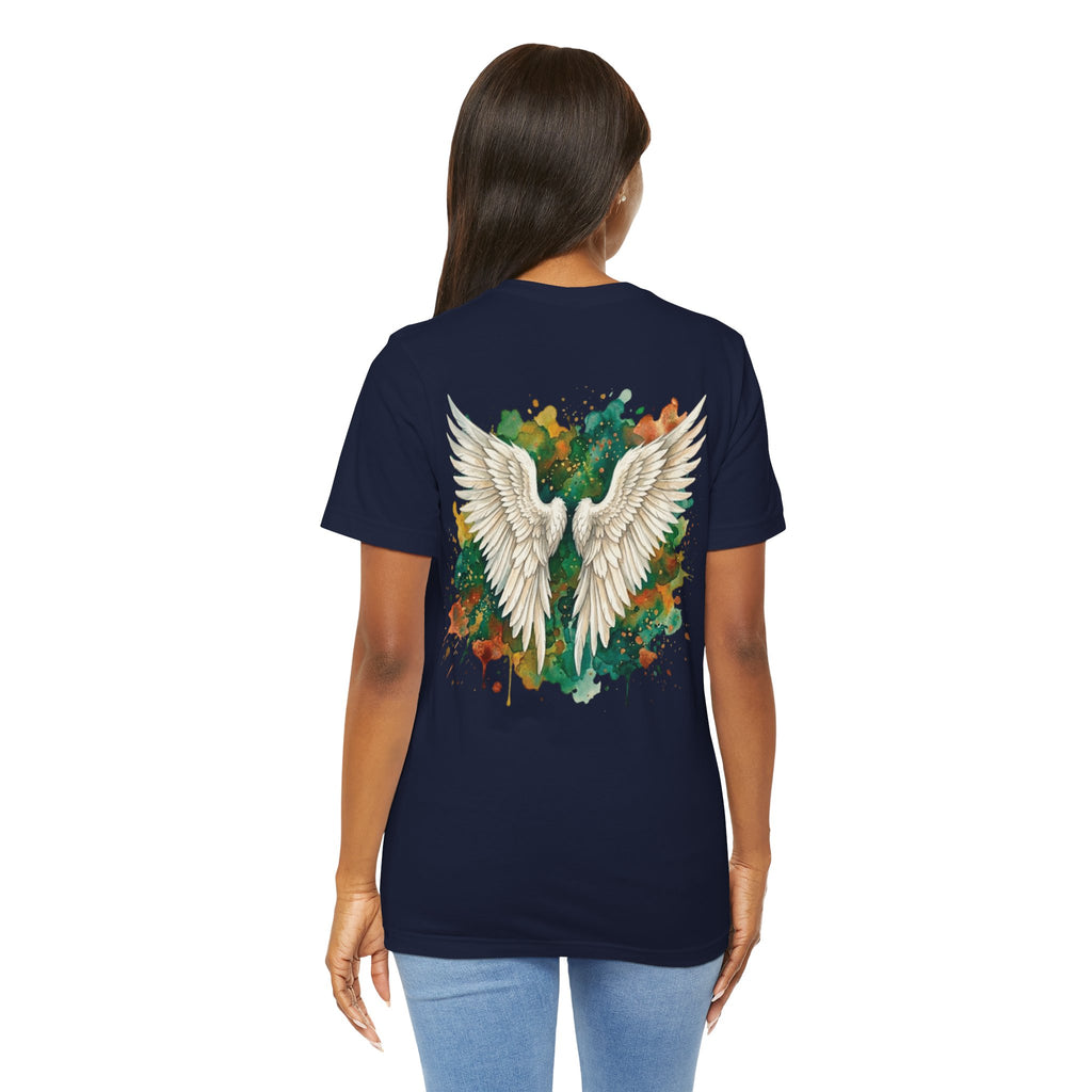 Angel Wings Watercolor Tee — Halo Front & Wing Back