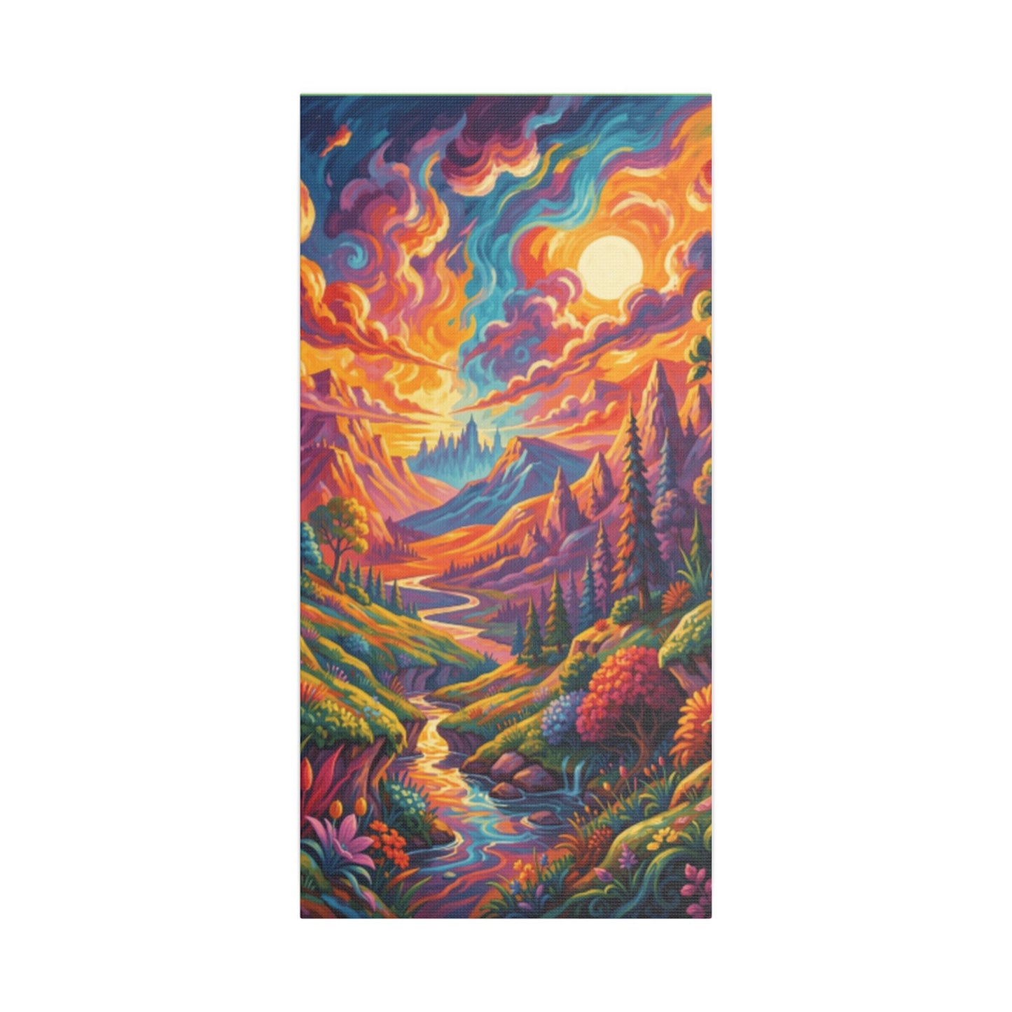 Surreal Abstract Colorful Landscape Satin Canvas (Stretched)