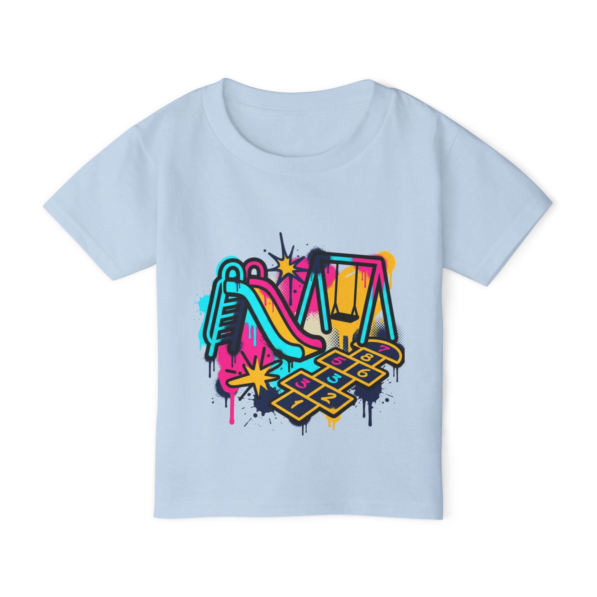 Kids Playground Graffiti T-Shirt — Colorful Playtime Tee