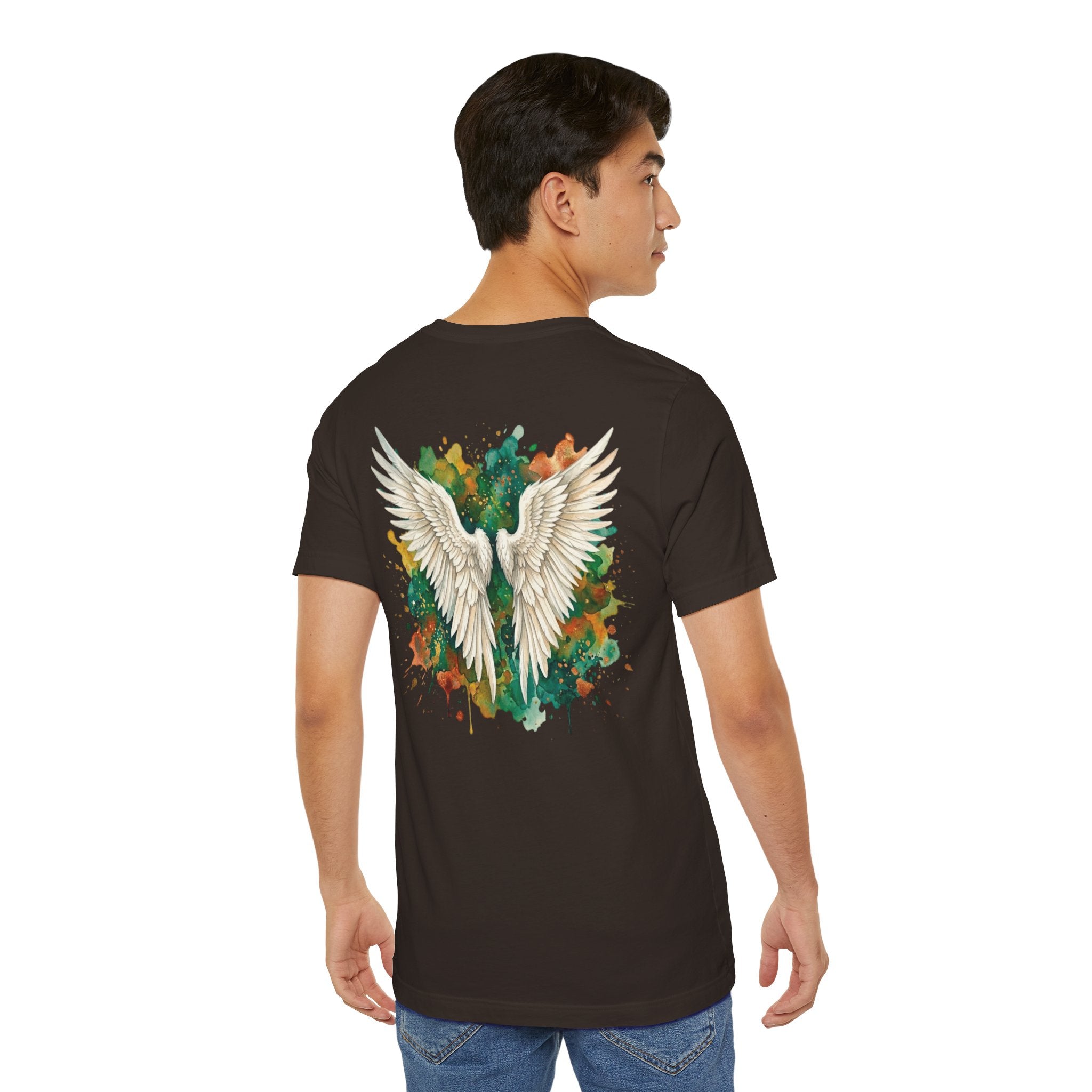 Angel Wings Watercolor Tee — Halo Front & Wing Back