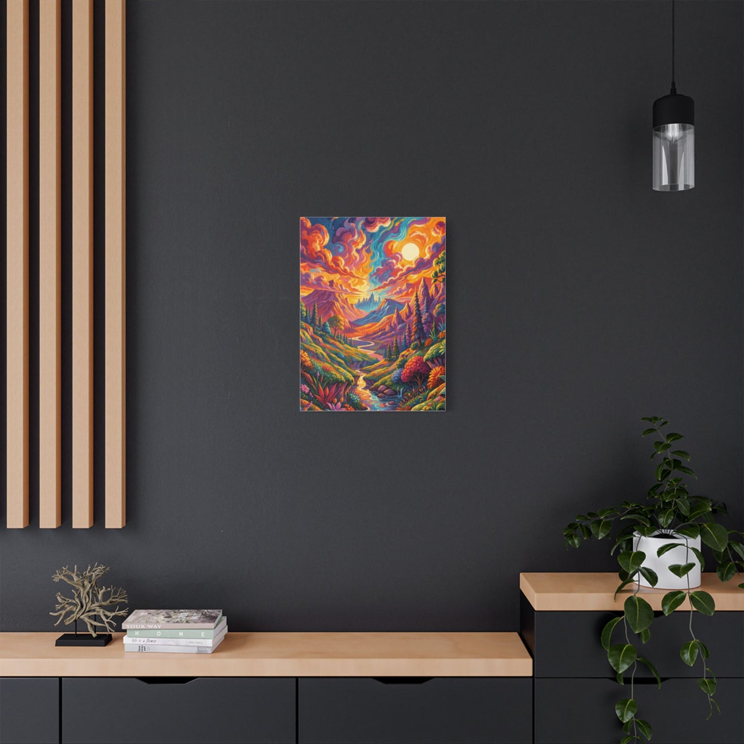 Surreal Abstract Colorful Landscape Satin Canvas (Stretched)