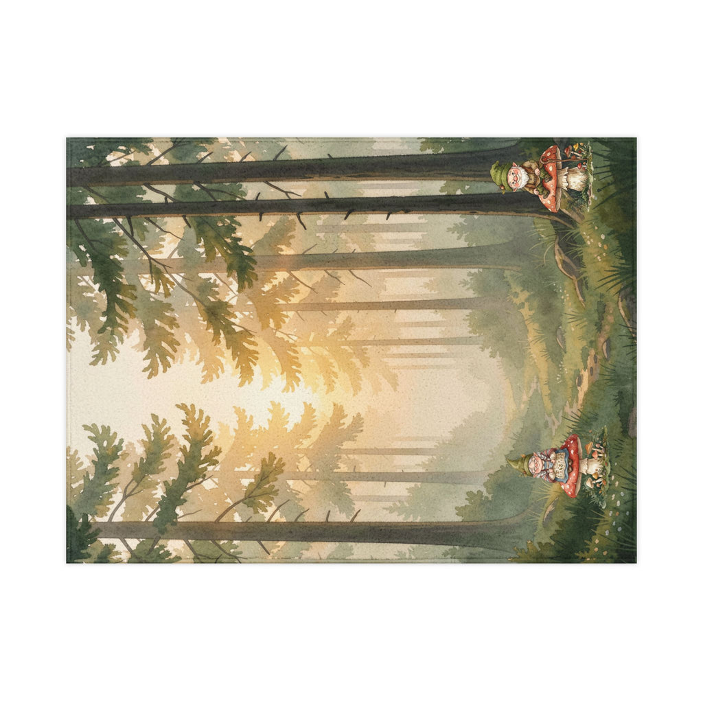 Woodland Gnome Toddler Blanket — Watercolor Forest Fleece Snuggle