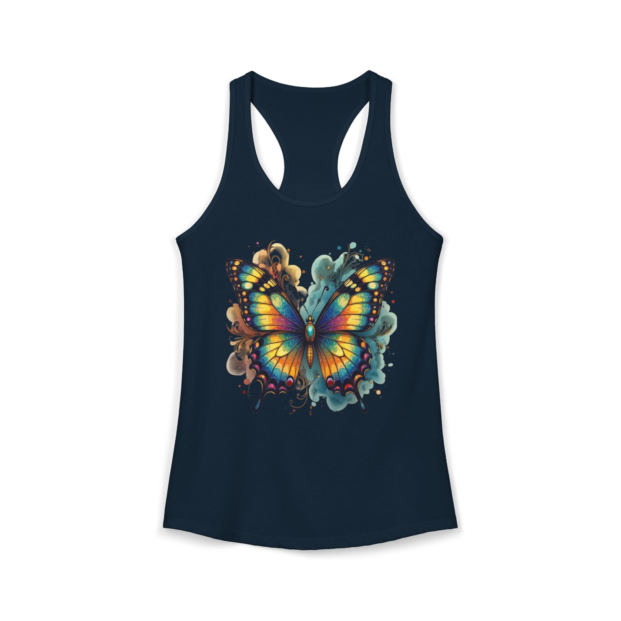 Watercolor Butterfly Racerback Tank | Vibrant Summer Butterfly Splash