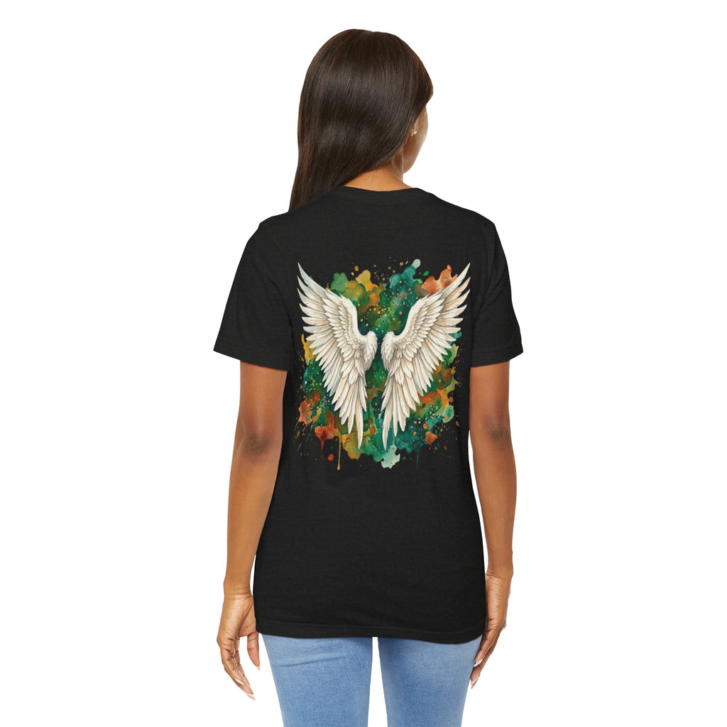 Angel Wings Watercolor Tee — Halo Front & Wing Back