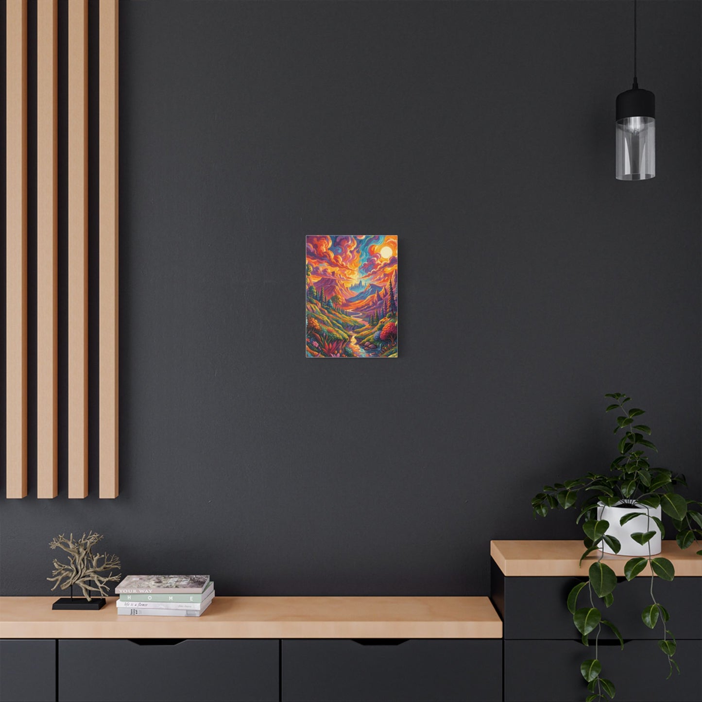 Surreal Abstract Colorful Landscape Satin Canvas (Stretched)