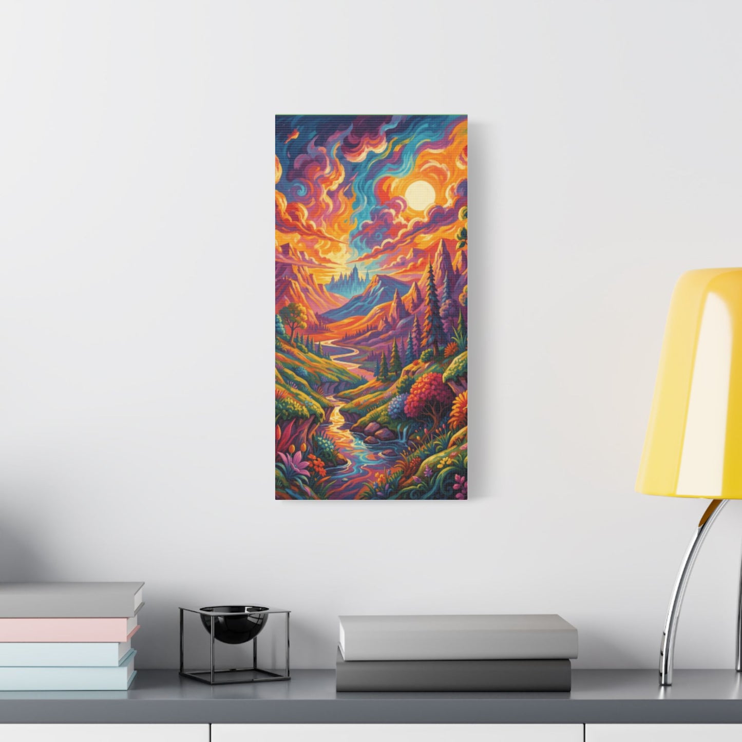 Surreal Abstract Colorful Landscape Satin Canvas (Stretched)