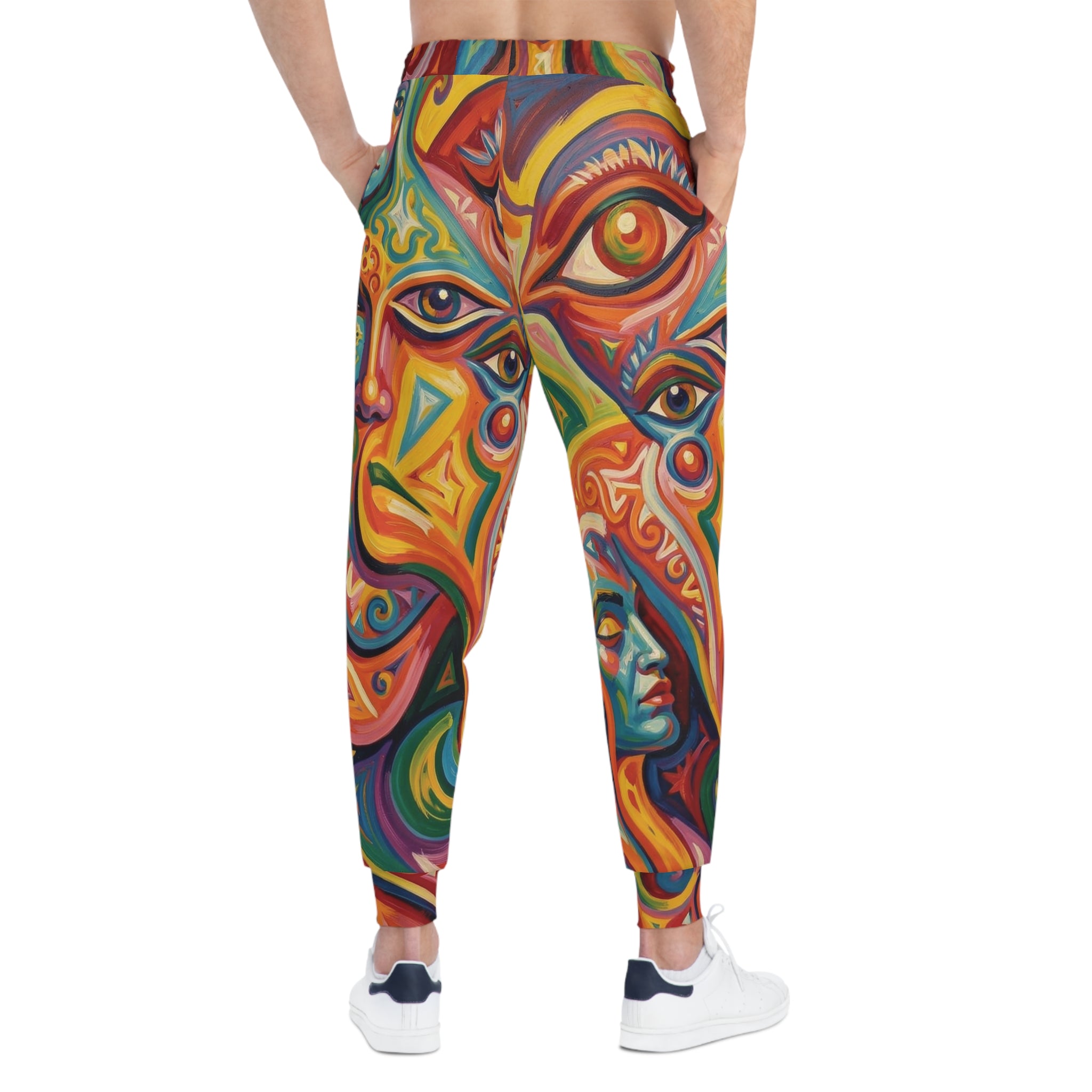 Raphael Three Graces Athletic Joggers — Colorful Modern Swirl, Cozy Stretchy All-Over Print