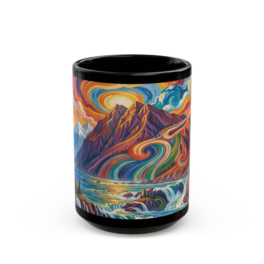 Pacific Northwest Abstract Mountain Scenery Mug | Bold PNW Art Ceramic Coffee